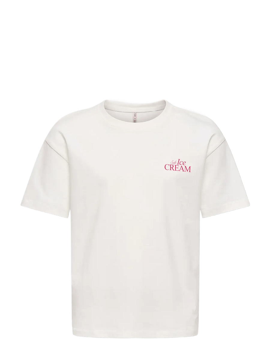 Kids Only - KOGHELEN LIFE S/S LOOSE TEE JRS NOOS - kortærmede t-shirts - cloud dancer - 1