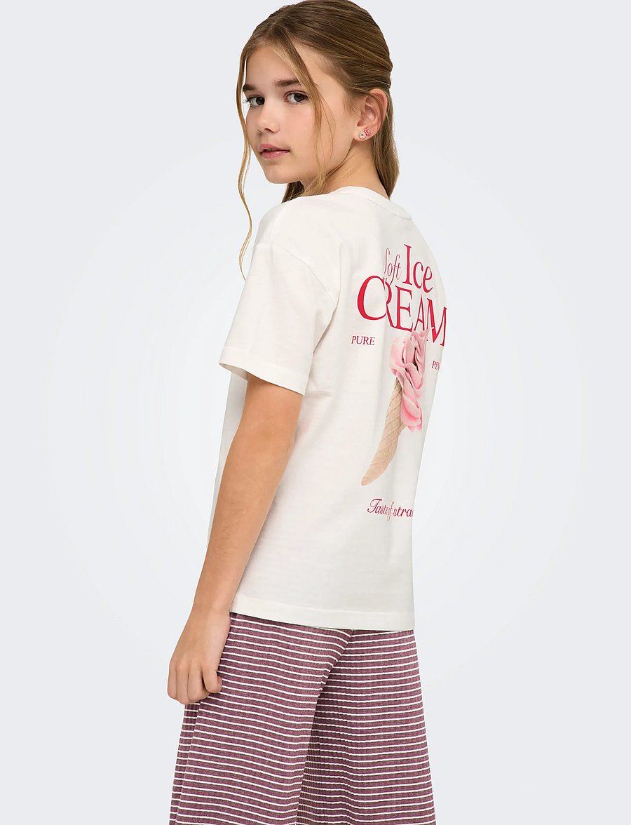 Kids Only - KOGHELEN LIFE S/S LOOSE TEE JRS NOOS - kortærmede t-shirts - cloud dancer - 5