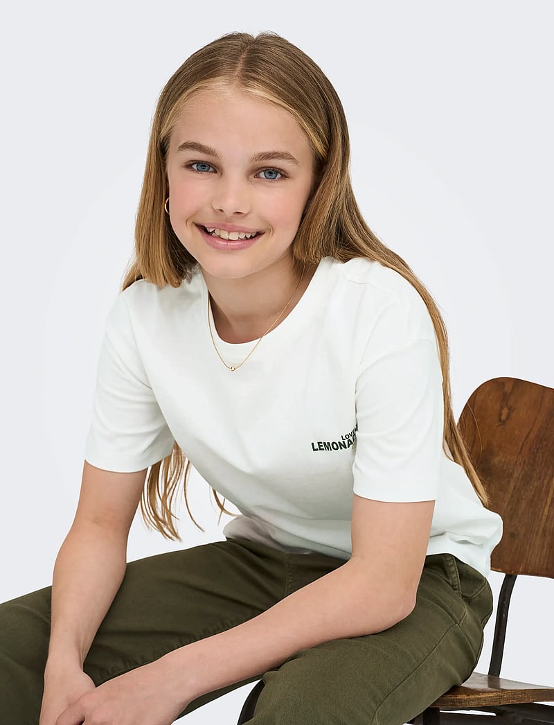 Kids Only - KOGHELEN LIFE S/S LOOSE TEE JRS NOOS - lühikeste varrukatega t-särgid - cloud dancer - 5