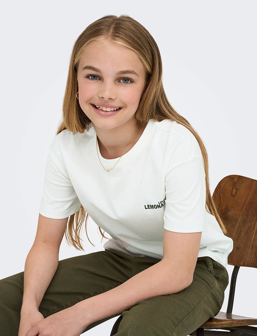 Kids Only - KOGHELEN LIFE S/S LOOSE TEE JRS NOOS - lühikeste varrukatega t-särgid - cloud dancer - 5