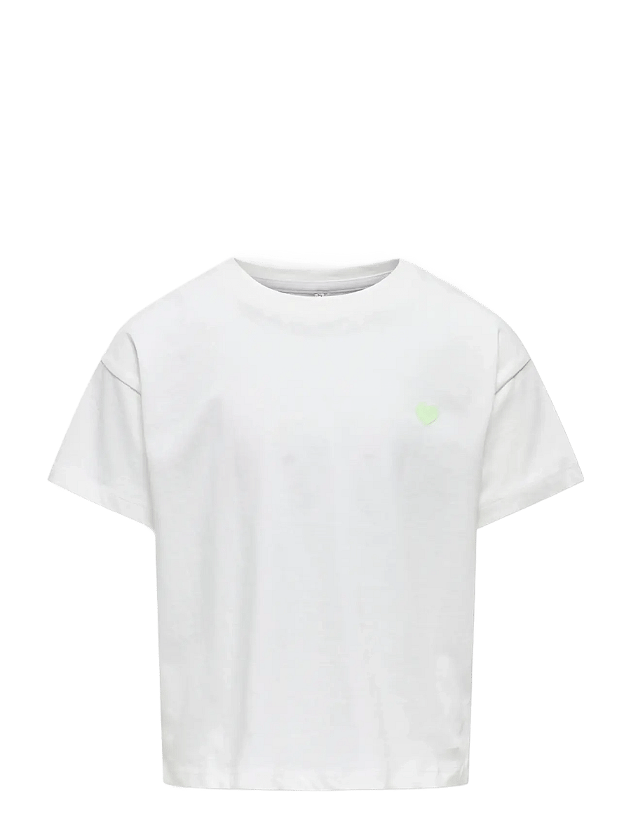Kids Only - KOGMAIKEN LIFE CROPHEART SS TOP JRS NOOS - t-krekli ar īsām piedurknēm - cloud dancer - 1