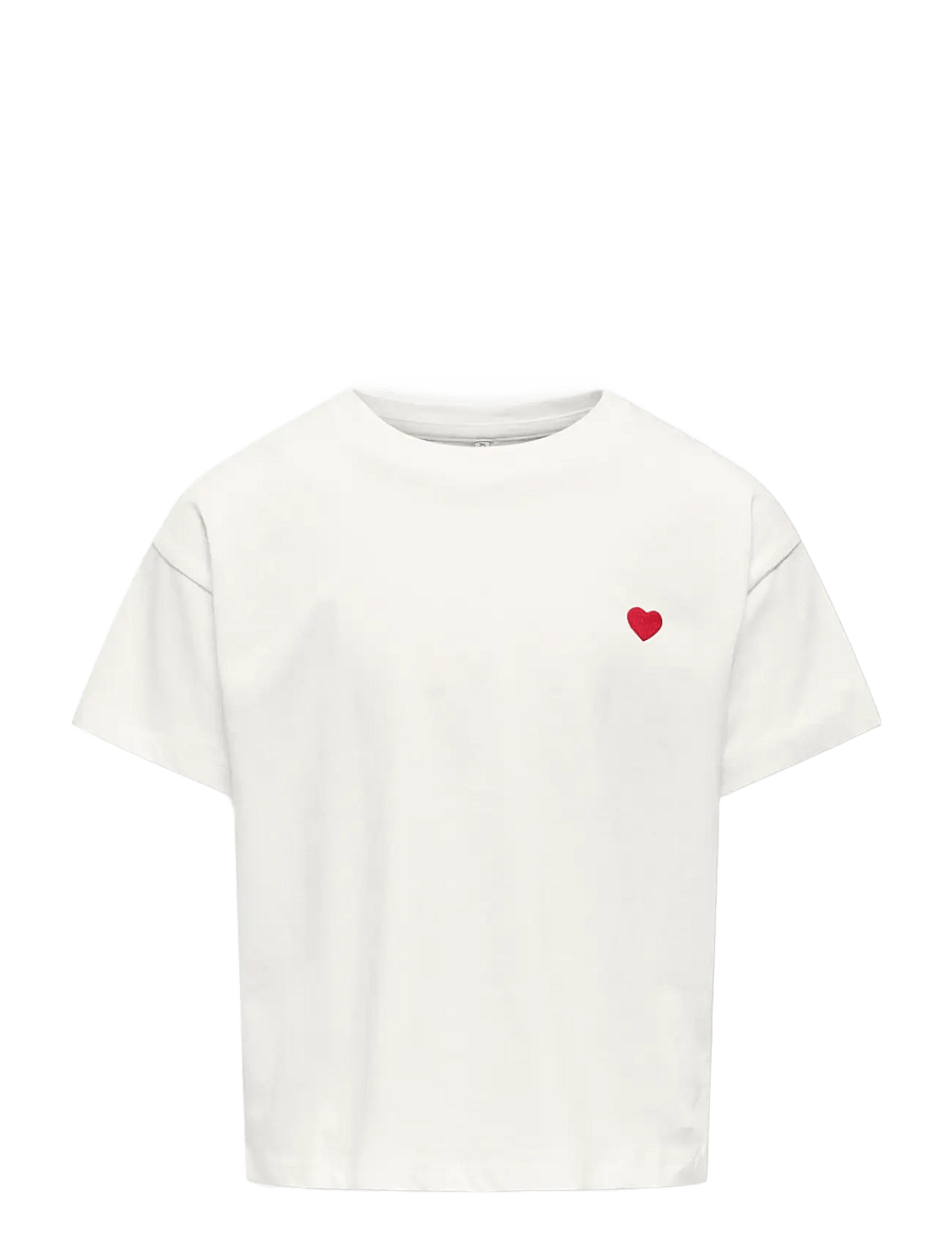 Kids Only - KOGMAIKEN LIFE CROPHEART SS TOP JRS NOOS - t-krekli ar īsām piedurknēm - cloud dancer - 1