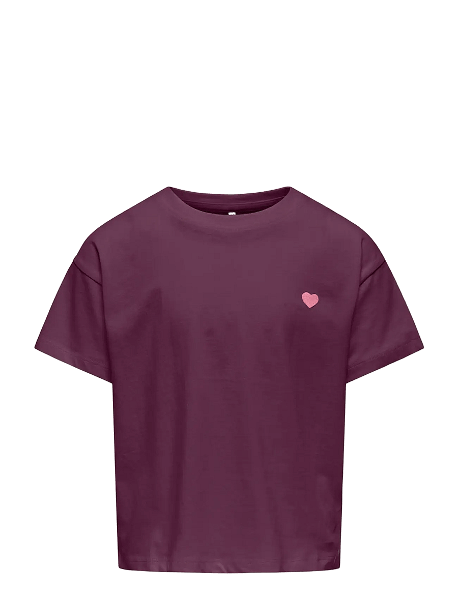 Kids Only - KOGMAIKEN LIFE CROPHEART SS TOP JRS NOOS - t-krekli ar īsām piedurknēm - mauve wine - 1