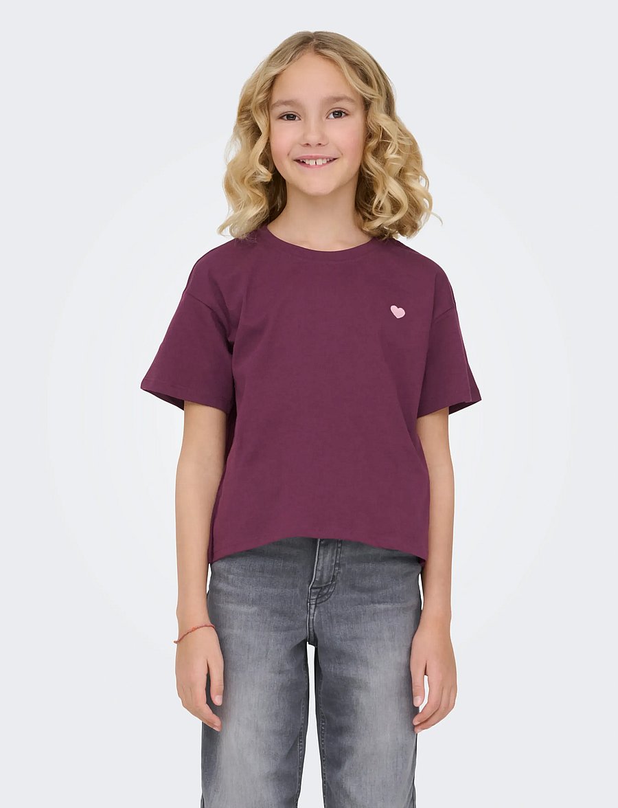Kids Only - KOGMAIKEN LIFE CROPHEART SS TOP JRS NOOS - t-krekli ar īsām piedurknēm - mauve wine - 0