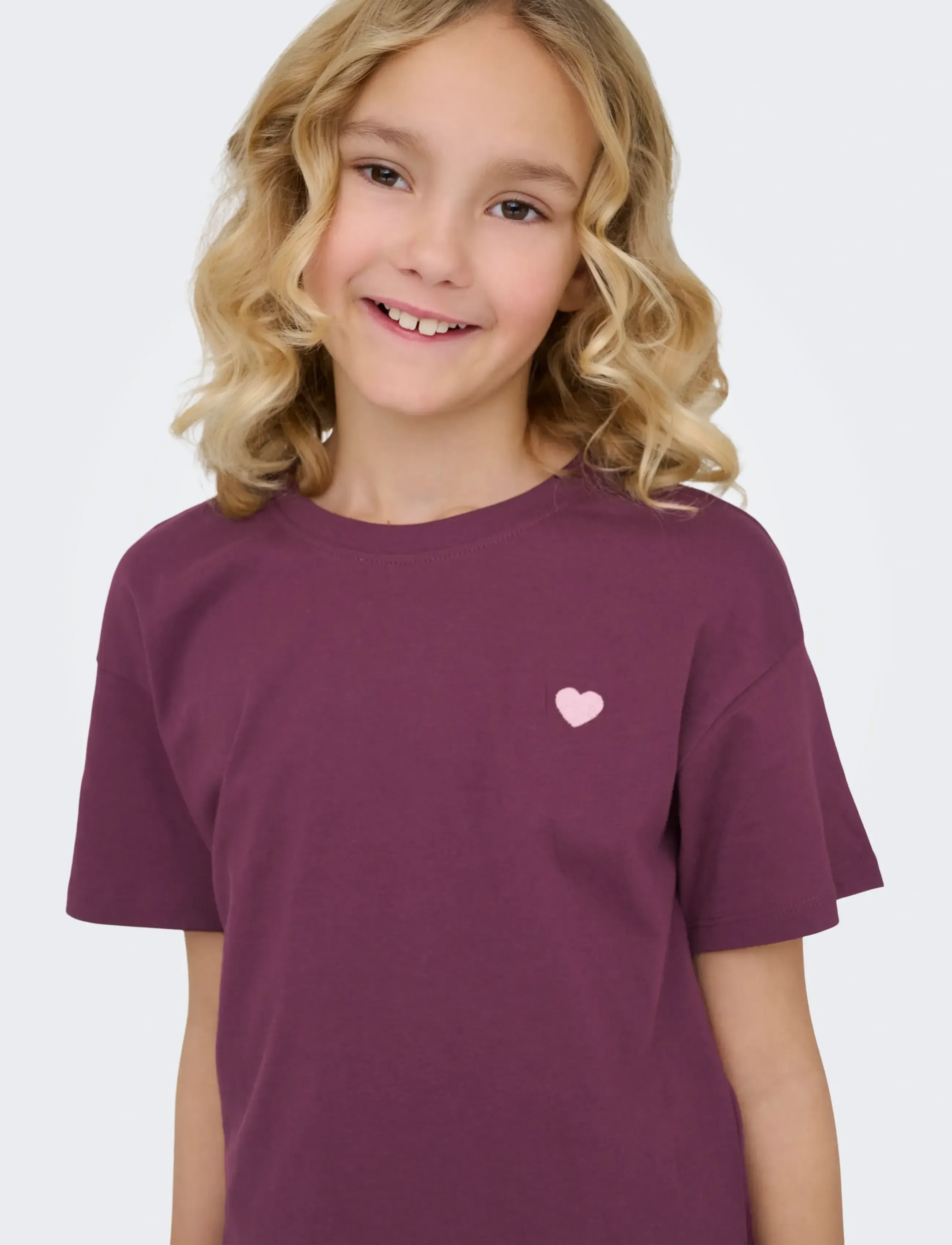 Kids Only - KOGMAIKEN LIFE CROPHEART SS TOP JRS NOOS - t-shirts à manches courtes - mauve wine - 4