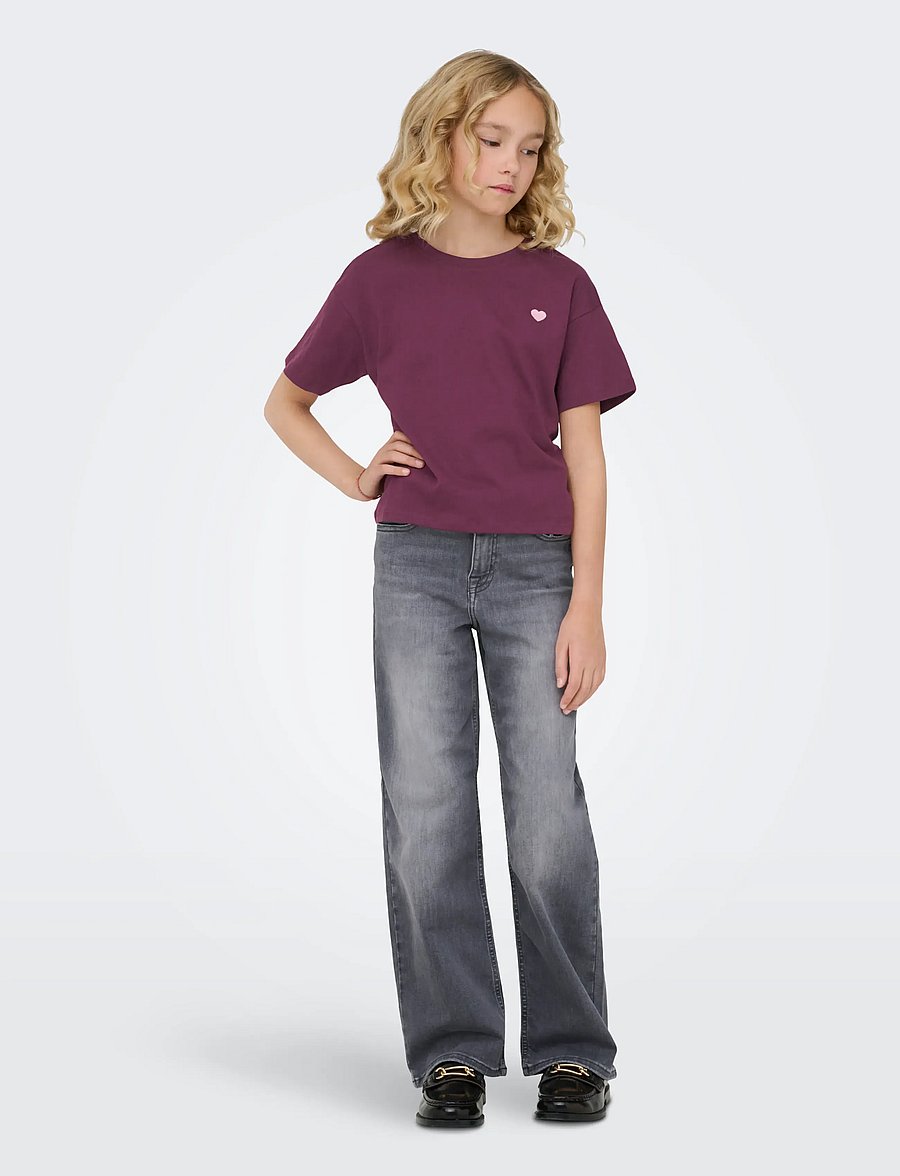 Kids Only - KOGMAIKEN LIFE CROPHEART SS TOP JRS NOOS - t-krekli ar īsām piedurknēm - mauve wine - 5