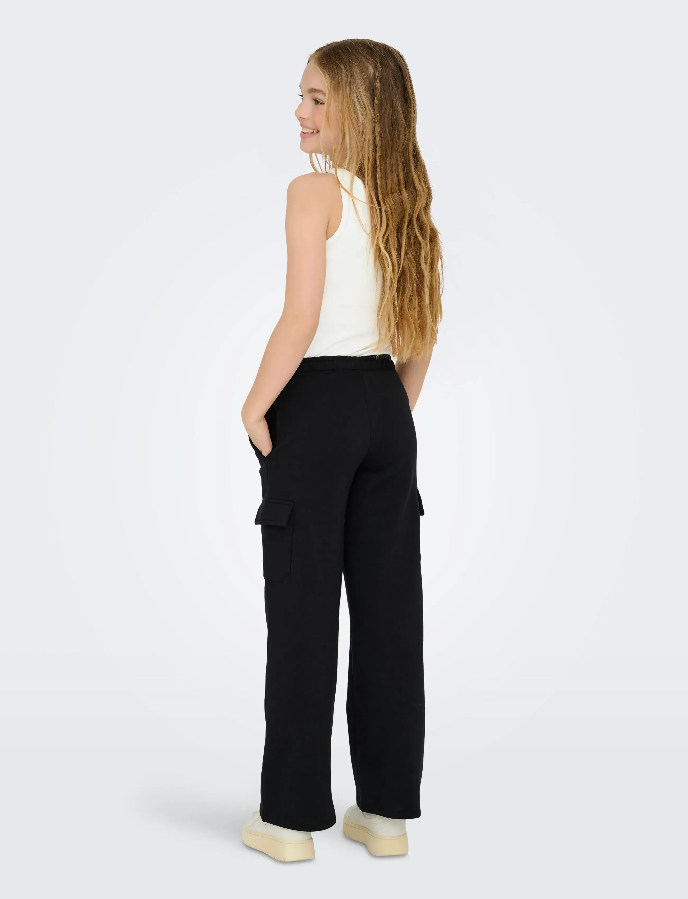 Kids Only - KOGANNA CARGO WIDE LEG PANT CS SWT - byxor - black - 3