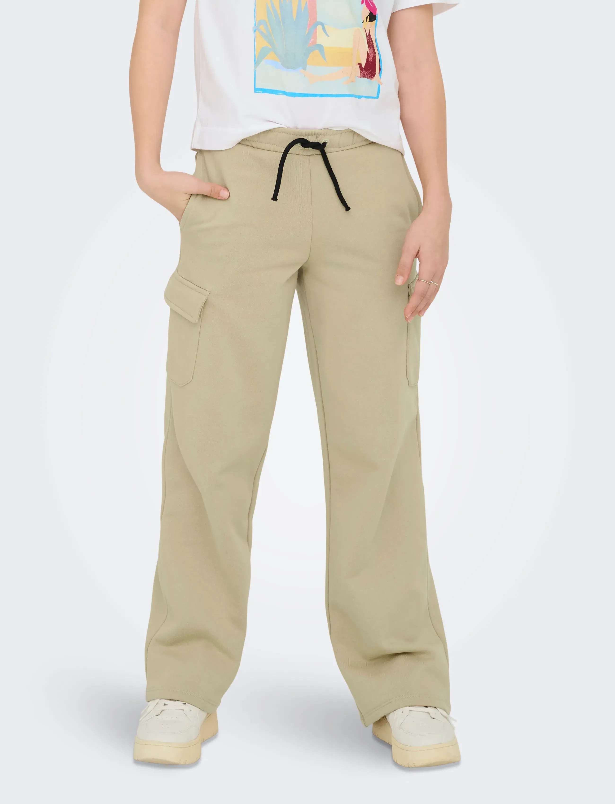 Kids Only - KOGANNA CARGO WIDE LEG PANT CS SWT - byxor - humus - 0