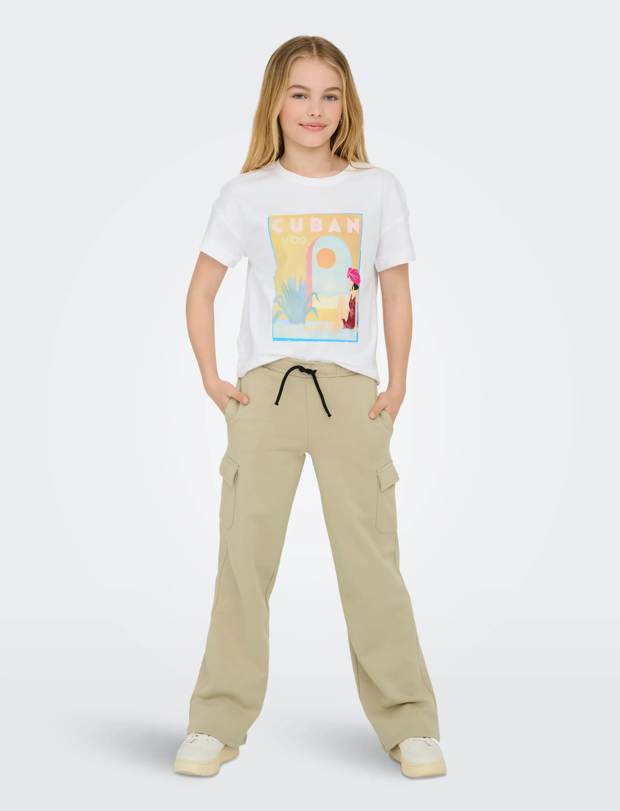 Kids Only - KOGANNA CARGO WIDE LEG PANT CS SWT - byxor - humus - 4