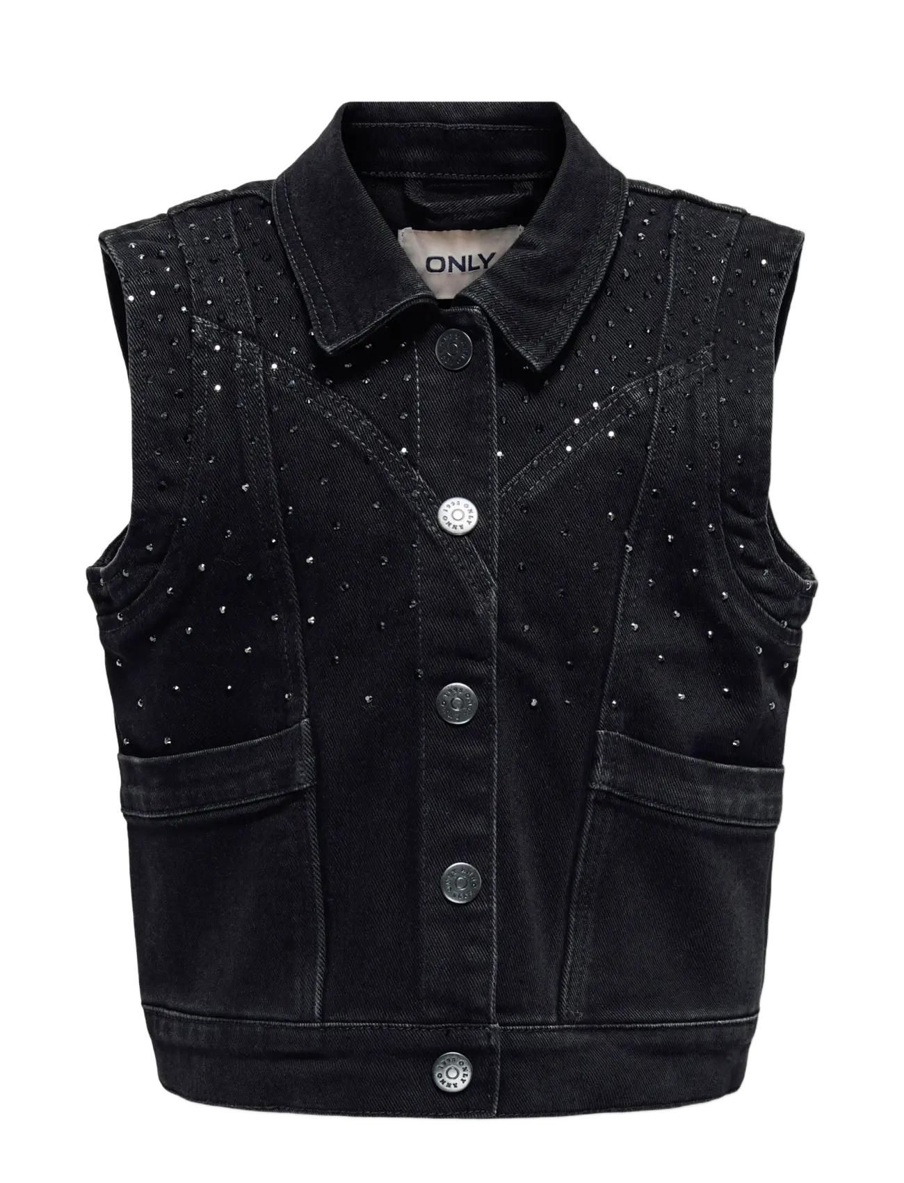 Kids Only KOGKENNEDY SL RS WB DNM WAISTCOAT BJ - Teens 140-176 - WASHED BLACK / black