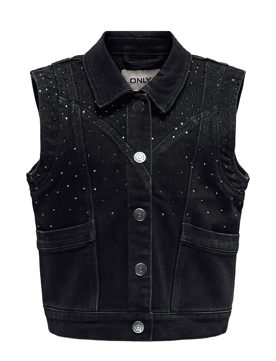 Kids Only - KOGKENNEDY SL RS WB DNM WAISTCOAT BJ - washed black - 0
