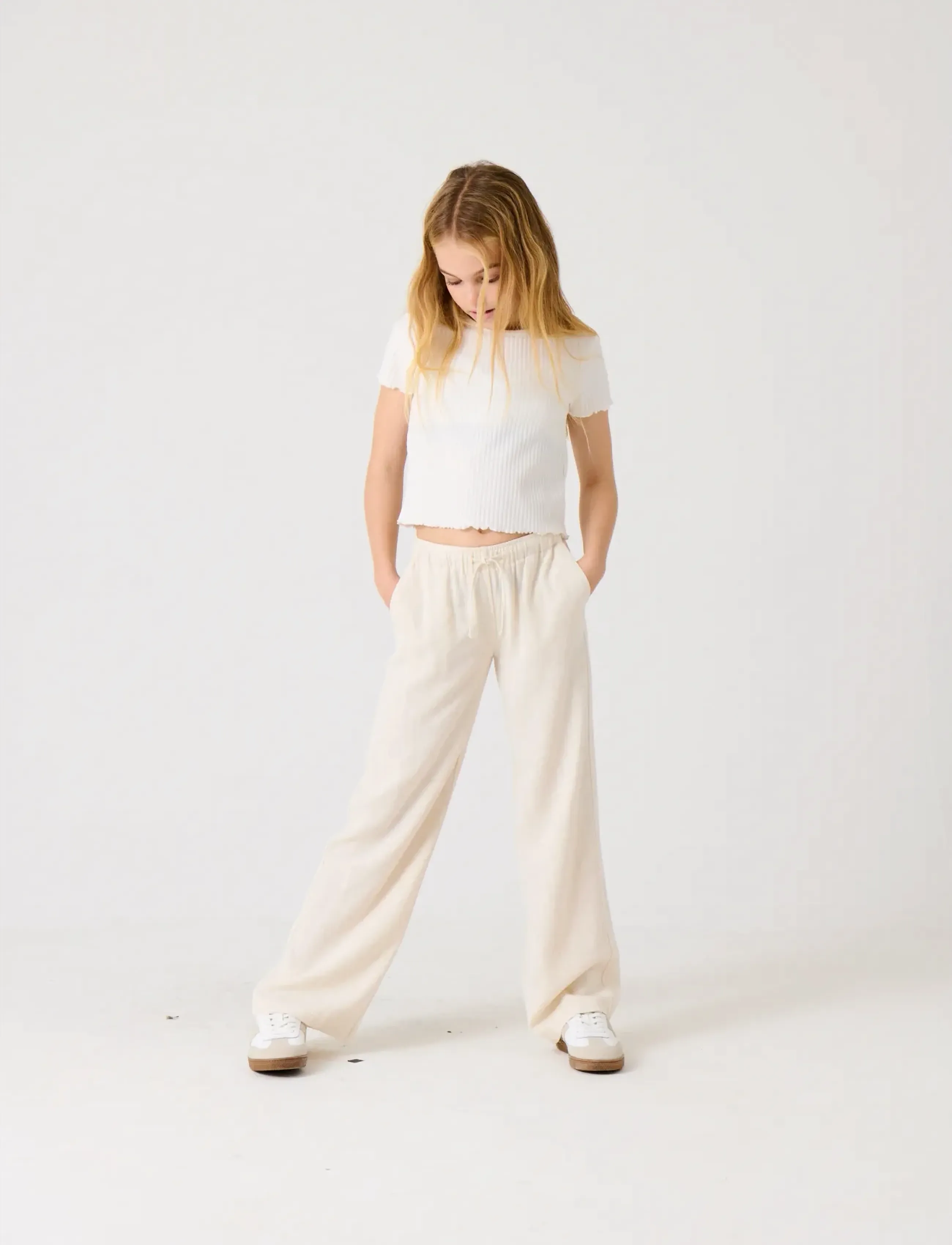 Kids Only - KOGSIESTA PULL-UP LINEN BLEND PNT NOOS - leinen-kleidung - moonbeam - 0