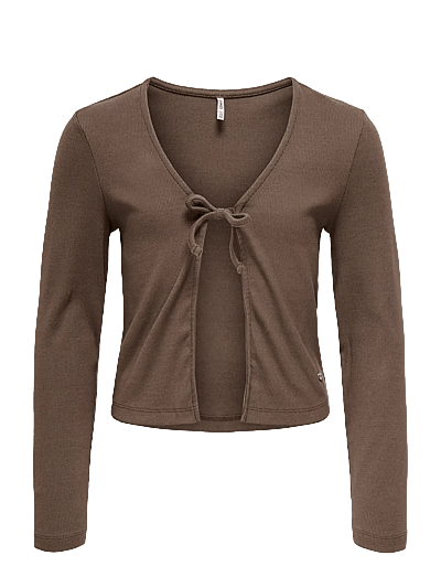 Kids Only KOGNESSA LIFE LS TIE CARDIGAN JRS - Strickmode - SHOPPING BAG / brown
