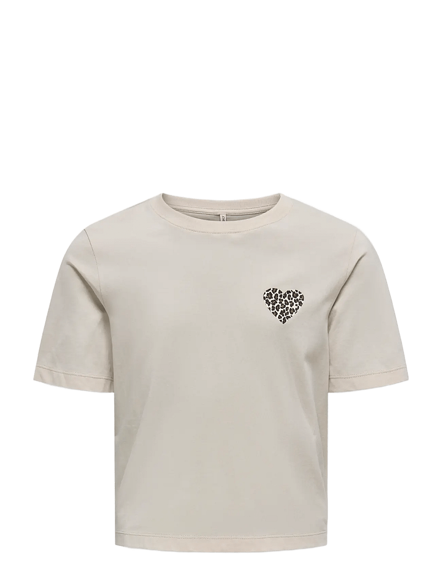 Kids Only - KOGREX LEO HEART S/S TOP JRS NOOS - t-shirts à manches courtes - pumice stone - 1