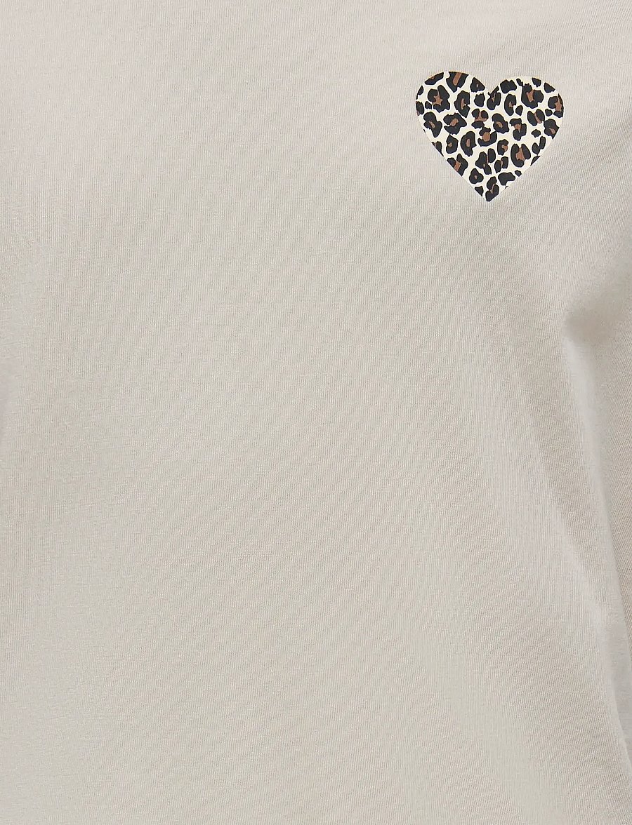 Kids Only - KOGREX LEO HEART S/S TOP JRS NOOS - t-shirts à manches courtes - pumice stone - 4