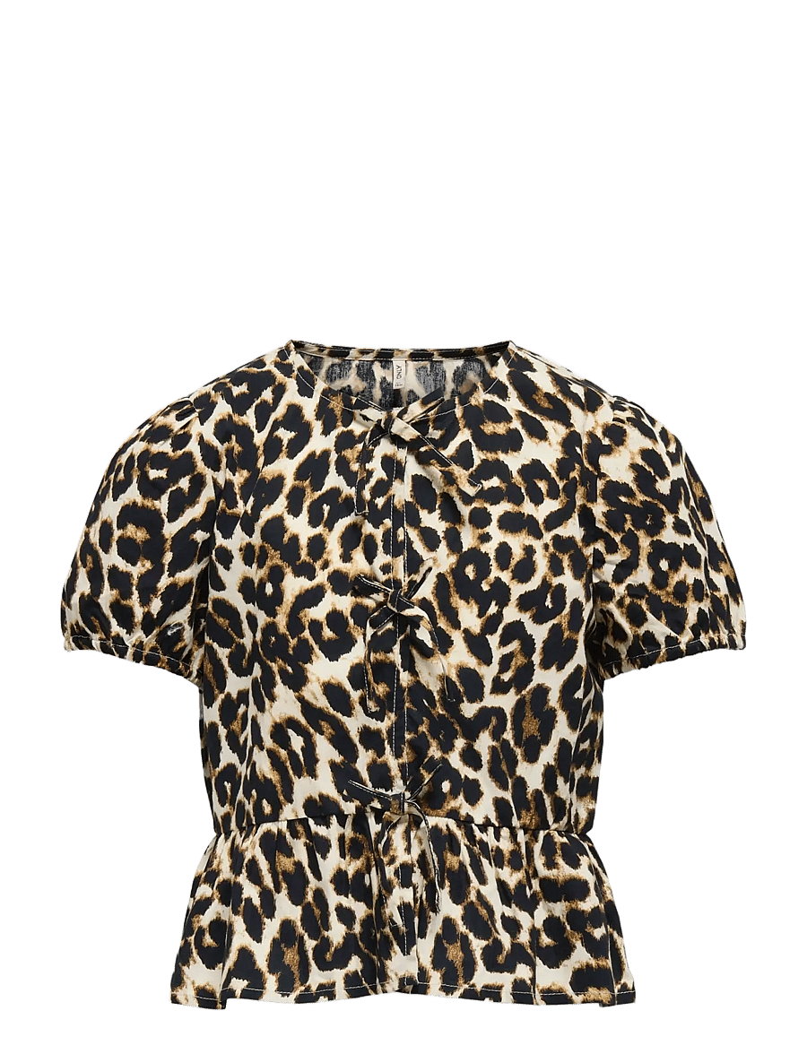 Kids Only - KOGCLARA LIFE S/S BOW SHIRT WVN NOOS - chemisiers & tuniques - black - 0