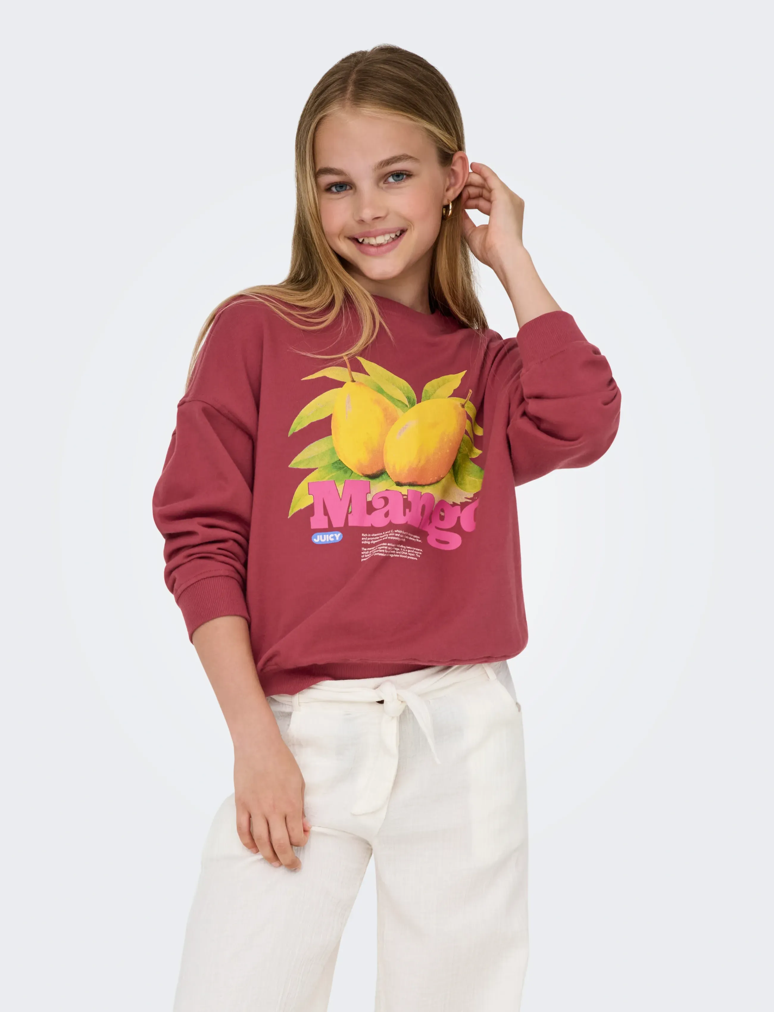 Kids Only KOGPHILEA LIFE L/S OVZFRUIT ONECK UB SWT - Sweatshirts - EARTH RED / burgundy
