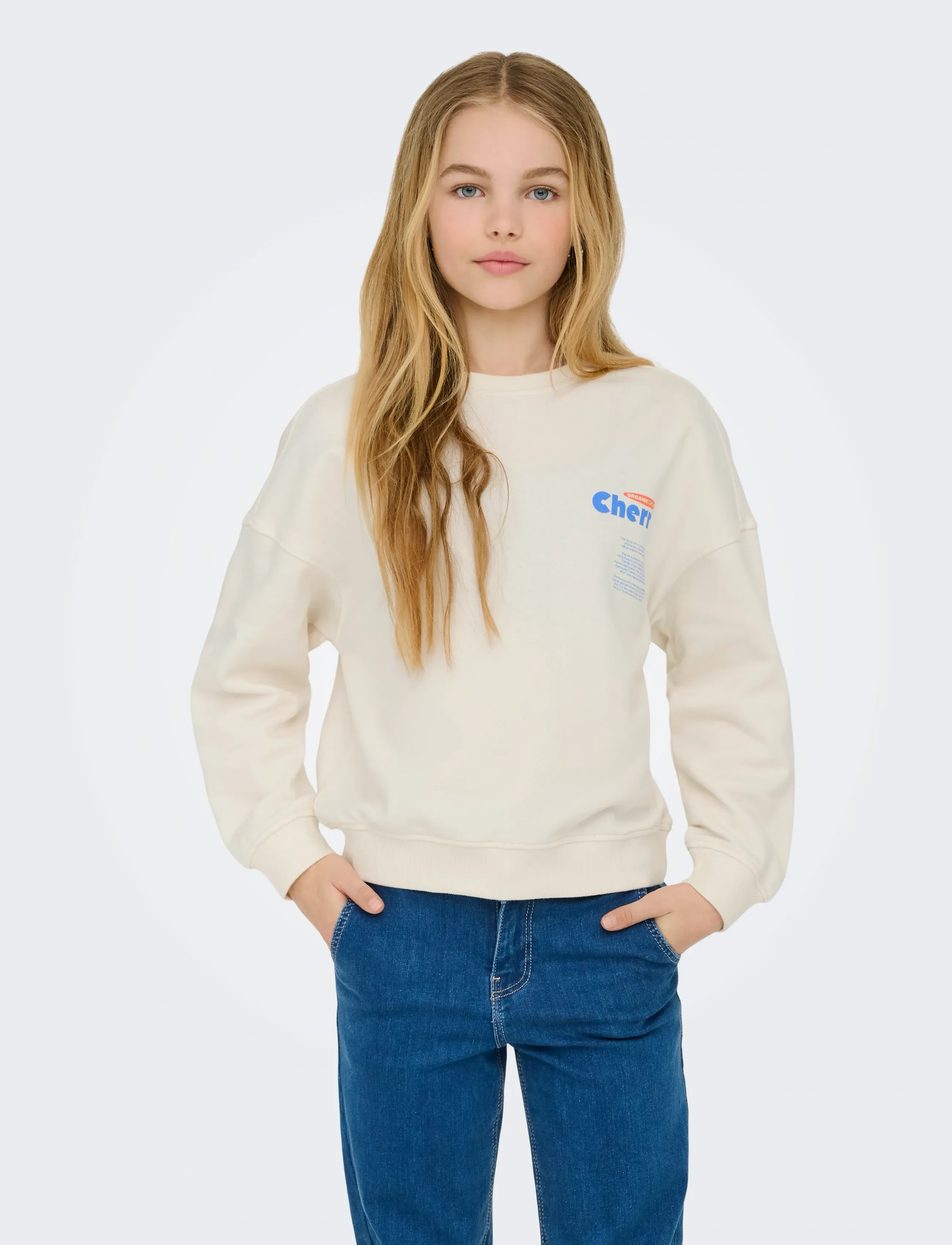 Kids Only KOGPHILEA LIFE L/S OVZFRUIT ONECK UB SWT - Sweatshirts - TOFU / cream