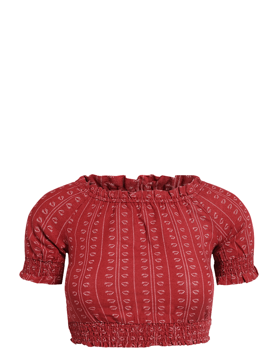 Kids Only - KOGBOLETTA OFF SHOULDER S/S TOP WVN - blusen & tuniken - earth red - 0