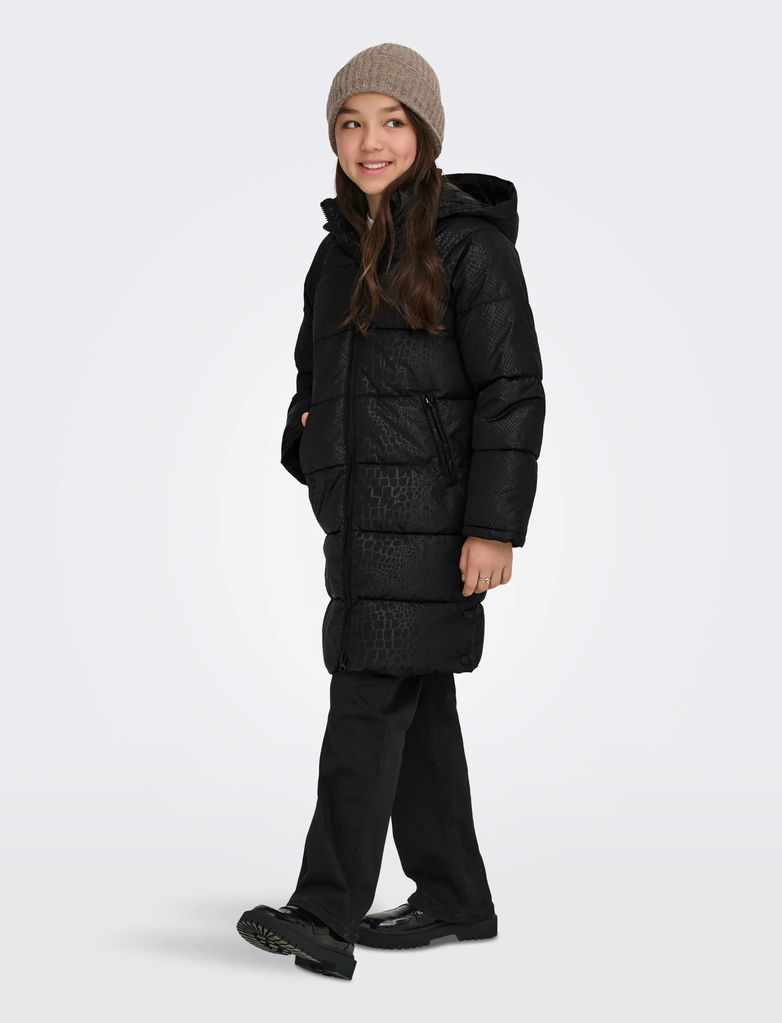 Kids Only - KOGMIA L/S AOP PUFFER COAT OTW - talvitakki - black - 4