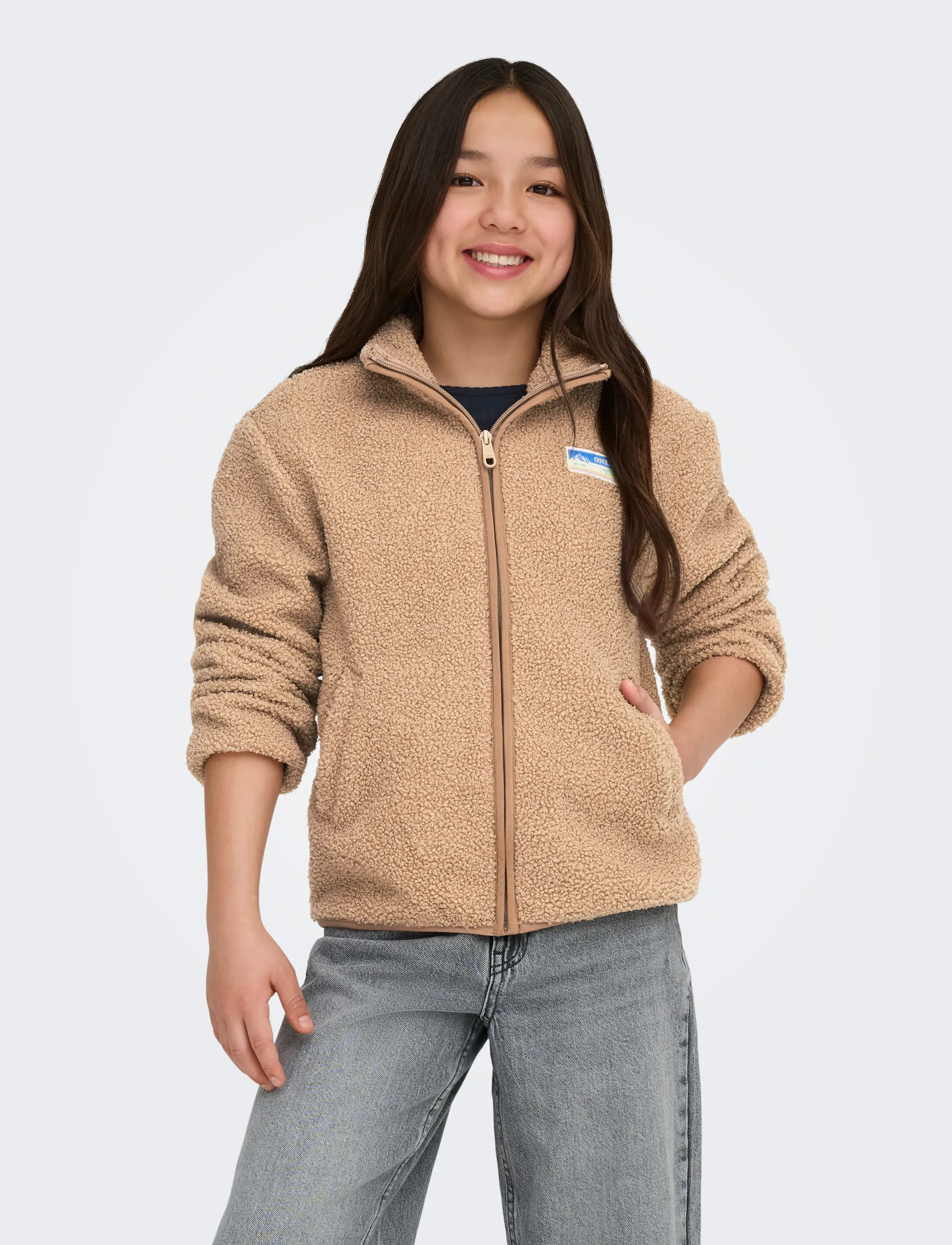 Kids Only Kogeva Life Teddy Jacket Cp Otw Noos, Børn, Teddy Jakke, Beige, Str: 134
