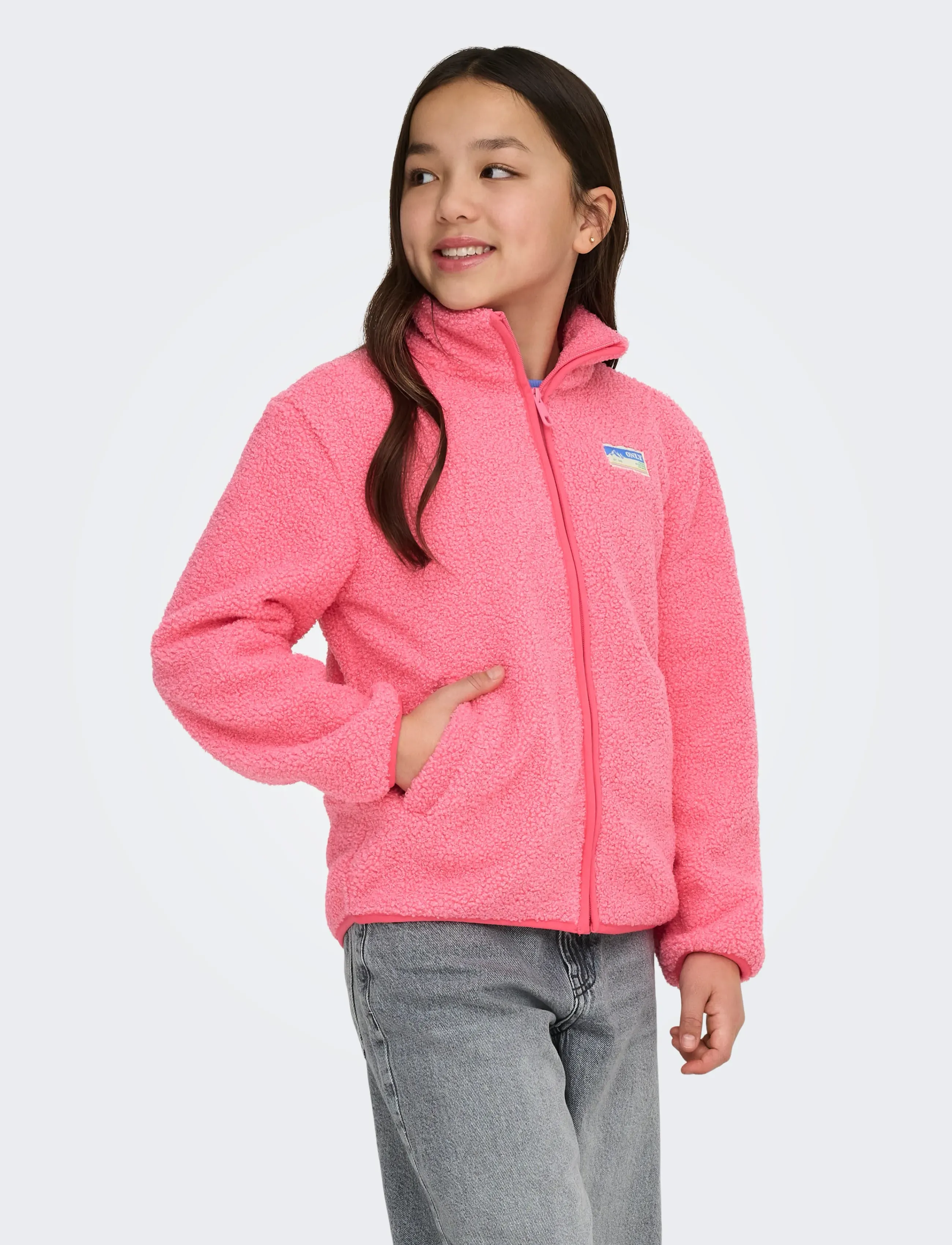 Kids Only Kogeva Life Teddy Jacket Cp Otw Noos, Børn, Teddy Jakke, Pink, Str: 164
