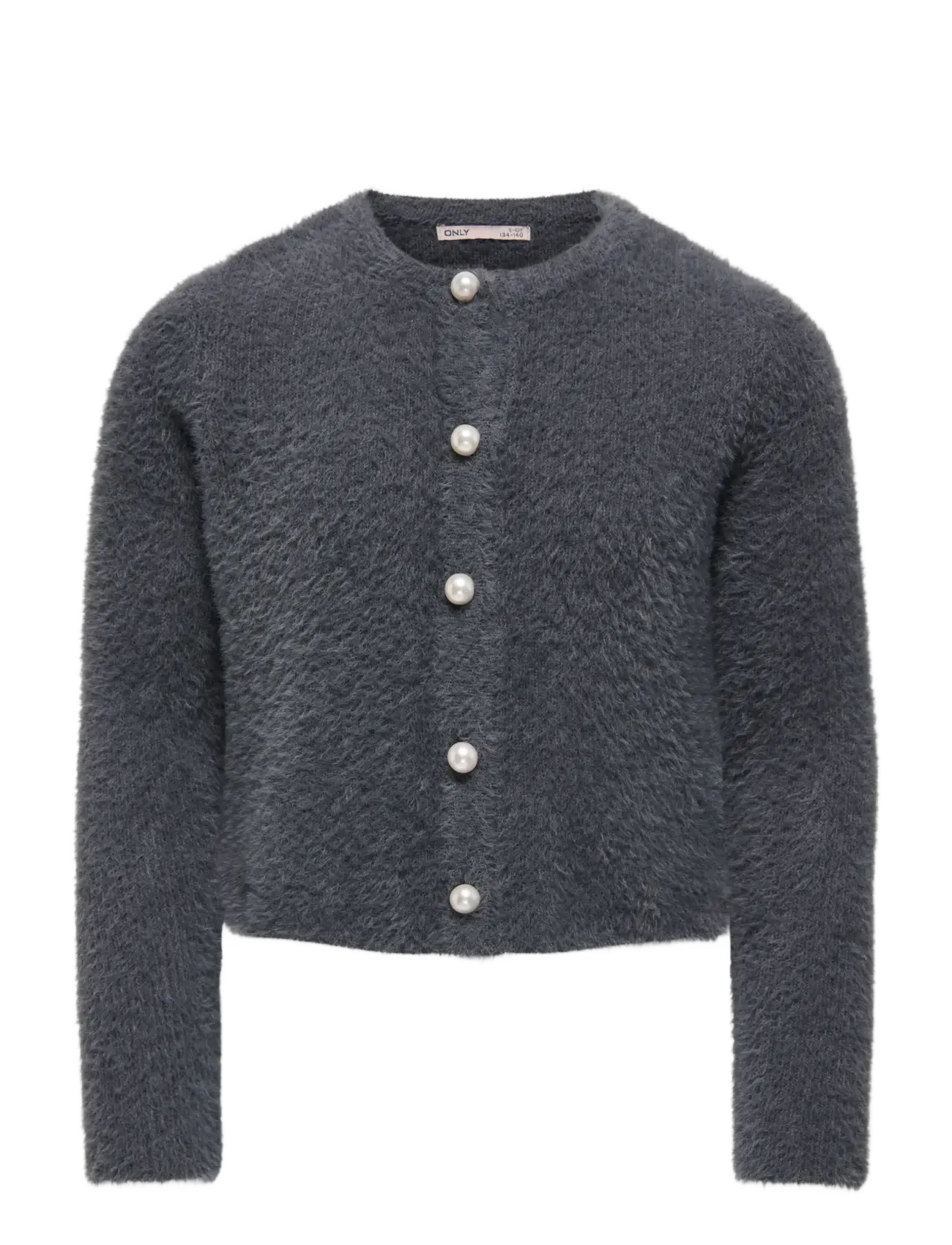 Kids Only Kogpiumo Petra Pearl O-Neck Car Knt Noos, 158-164, Knitwear, Grau - Cardigans, Kinder