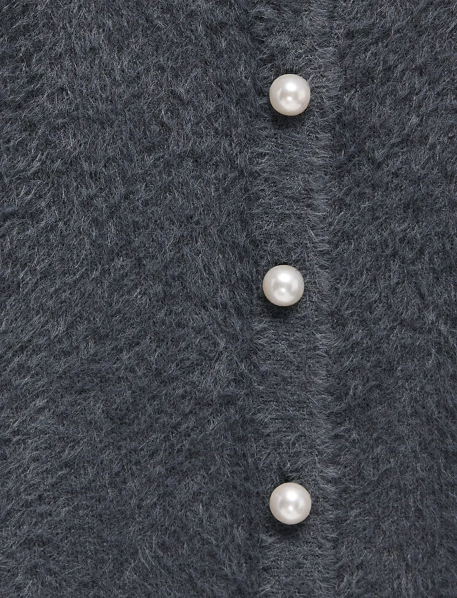Kids Only - KOGPIUMO PETRA PEARL O-NECK CAR KNT NOOS - hnepptar peysur - blackened pearl - 2
