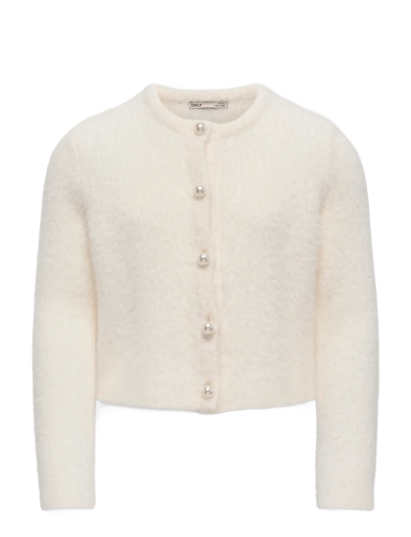 Kids Only - KOGPIUMO PETRA PEARL O-NECK CAR KNT NOOS - cardigans - cloud dancer - 1