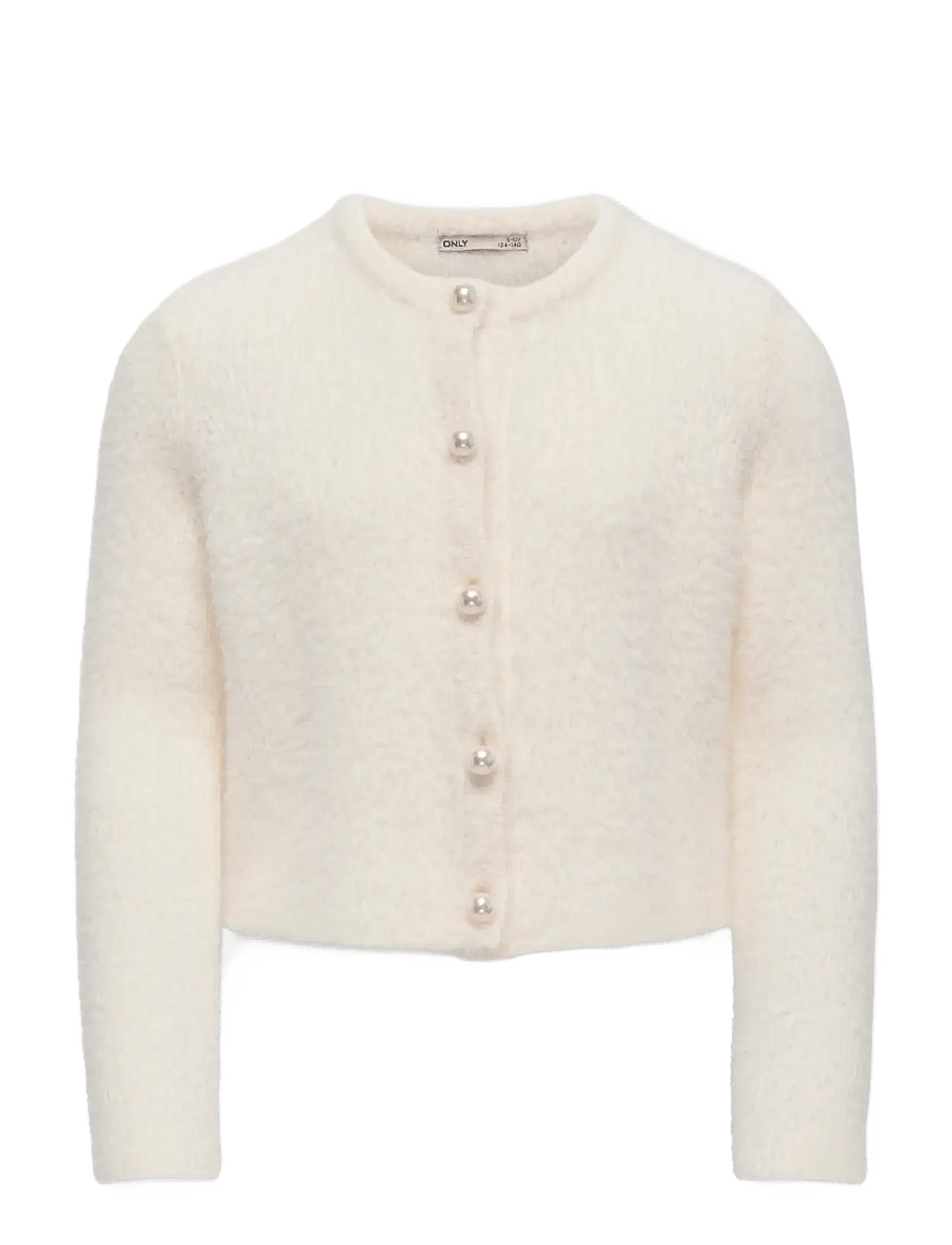 Kids Only - KOGPIUMO PETRA PEARL O-NECK CAR KNT NOOS - gilets - cloud dancer - 1