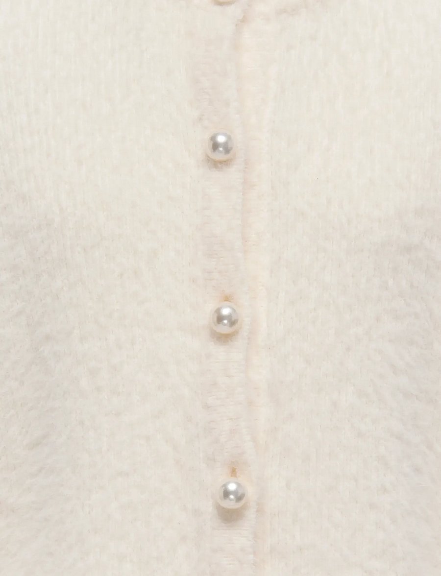 Kids Only - KOGPIUMO PETRA PEARL O-NECK CAR KNT NOOS - gilets - cloud dancer - 3