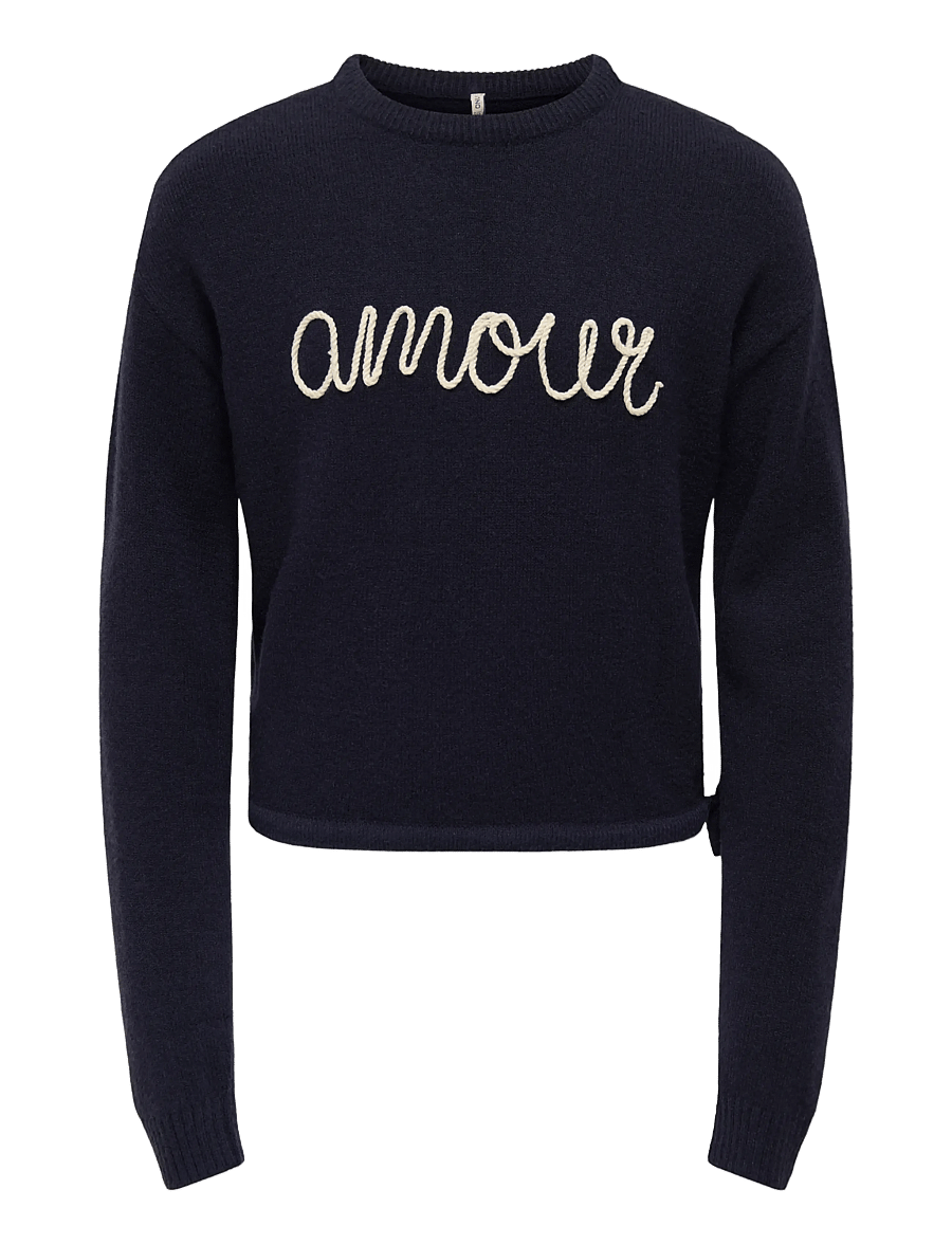 Kids Only - KOGKATIA LS TEXT O-NECK CP KNT - pullover - night sky - 1