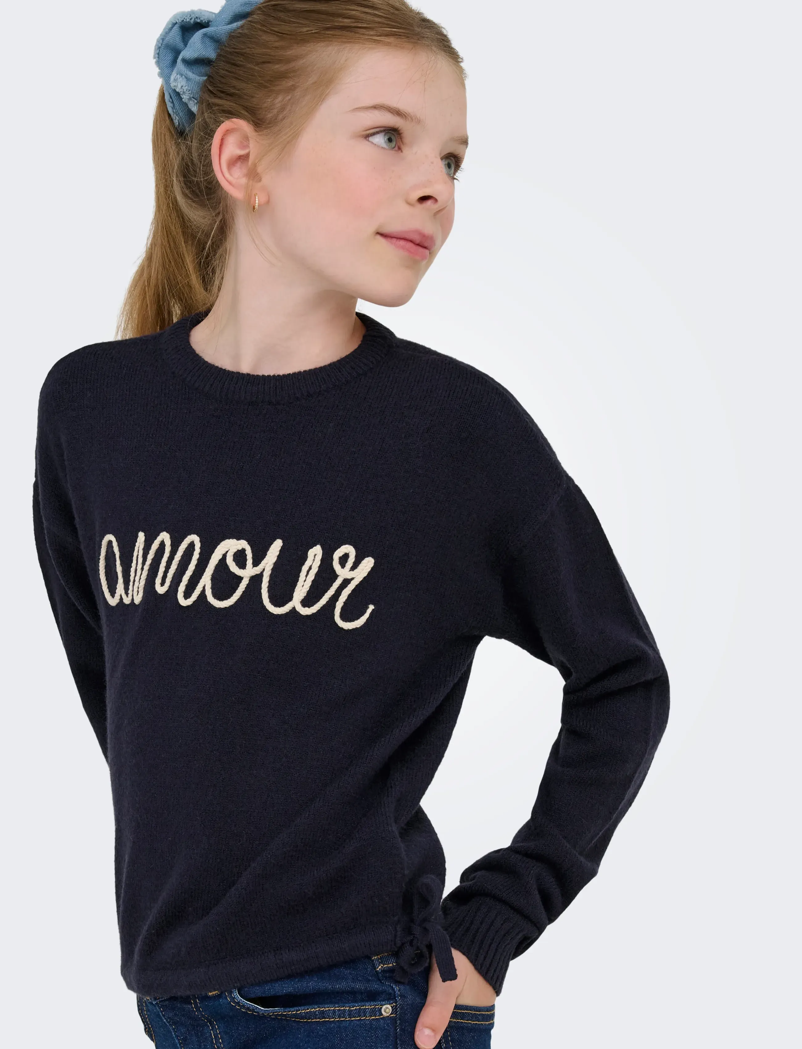 Kids Only - KOGKATIA LS TEXT O-NECK CP KNT - trøjer - night sky - 3