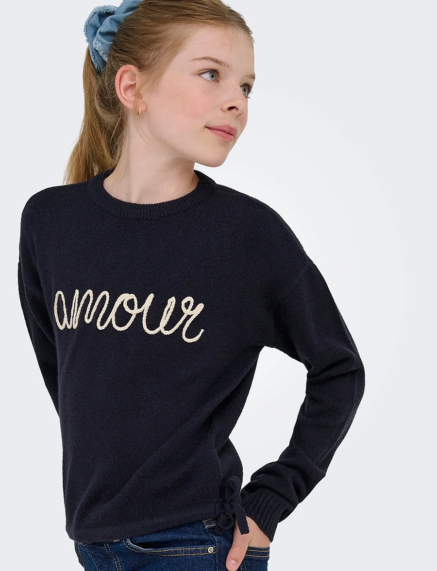 Kids Only - KOGKATIA LS TEXT O-NECK CP KNT - pullover - night sky - 3