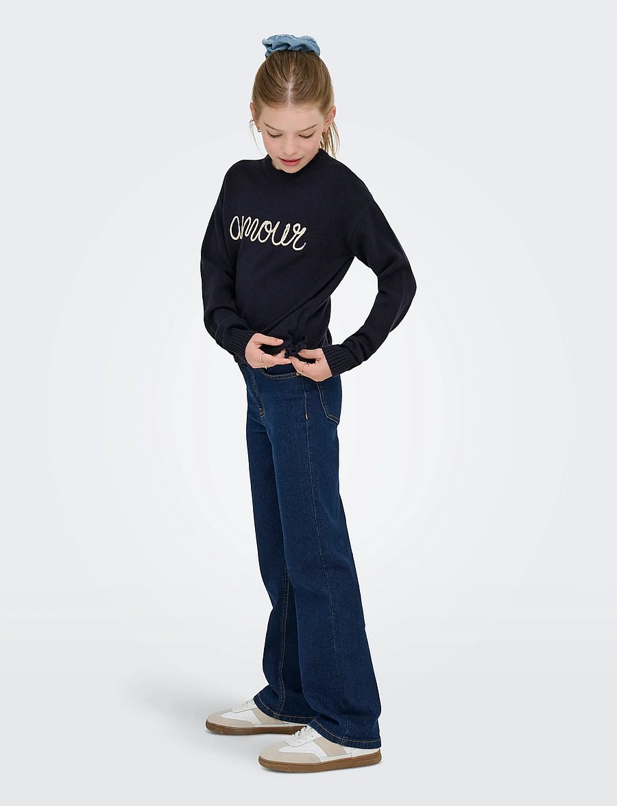 Kids Only - KOGKATIA LS TEXT O-NECK CP KNT - pullover - night sky - 4