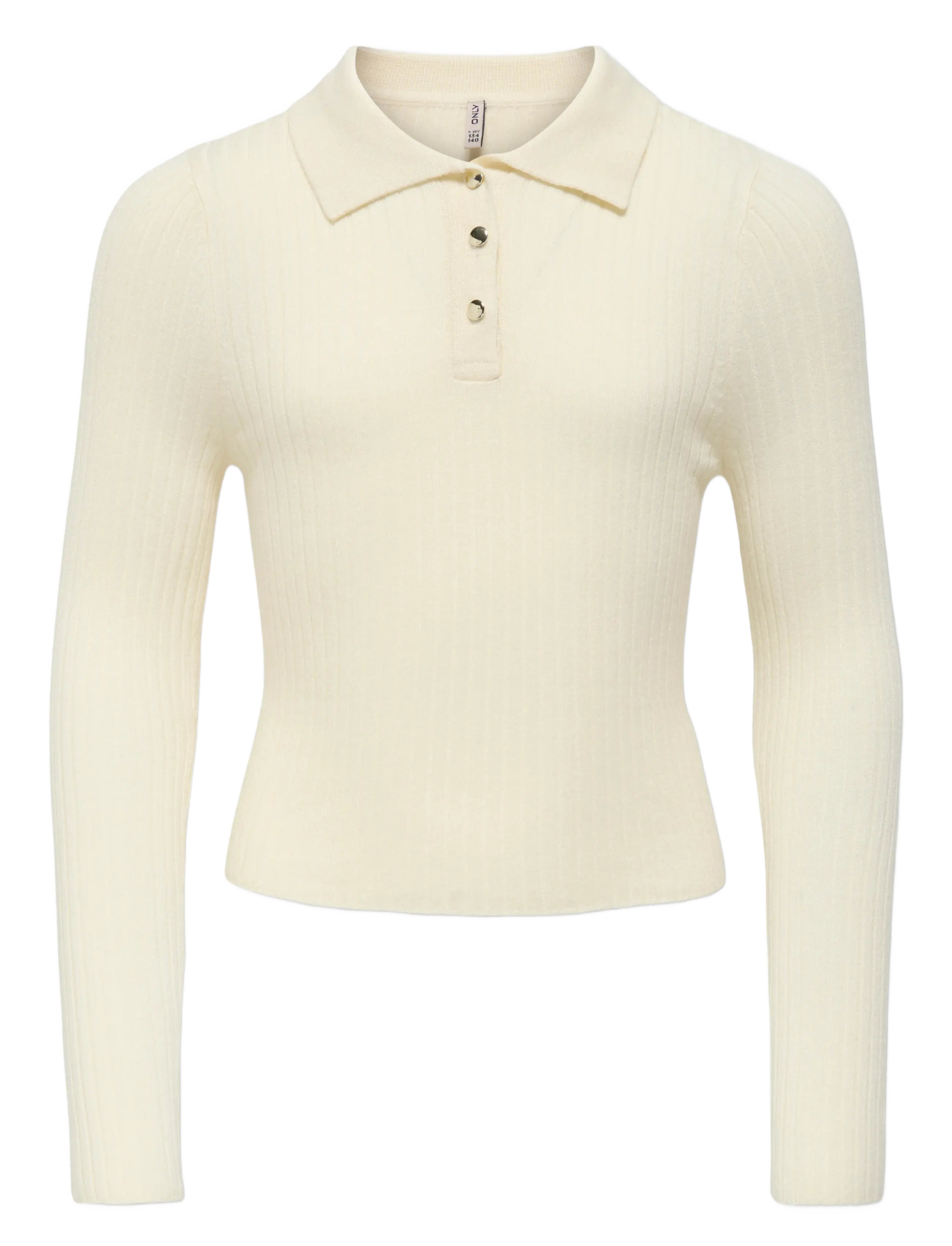 Kids Only KOGMILA LS RIB BUTTON POLO NECK CP KNT - Oberteile - BIRCH / cream