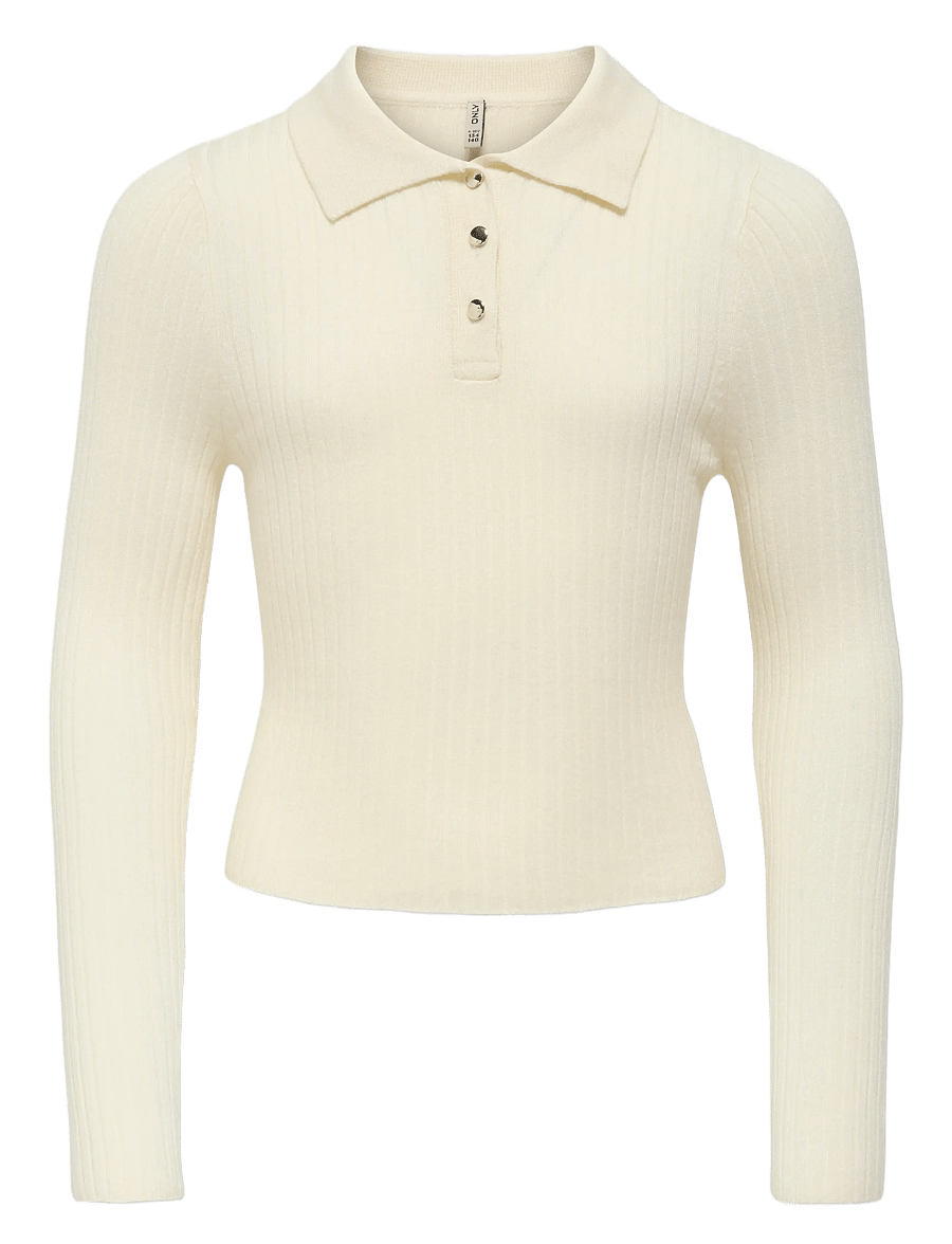 Kids Only - KOGMILA LS RIB BUTTON POLO NECK CP KNT - trøjer - birch - 1