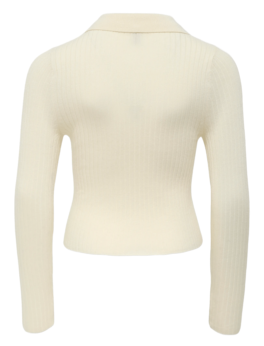 Kids Only - KOGMILA LS RIB BUTTON POLO NECK CP KNT - trøjer - birch - 2