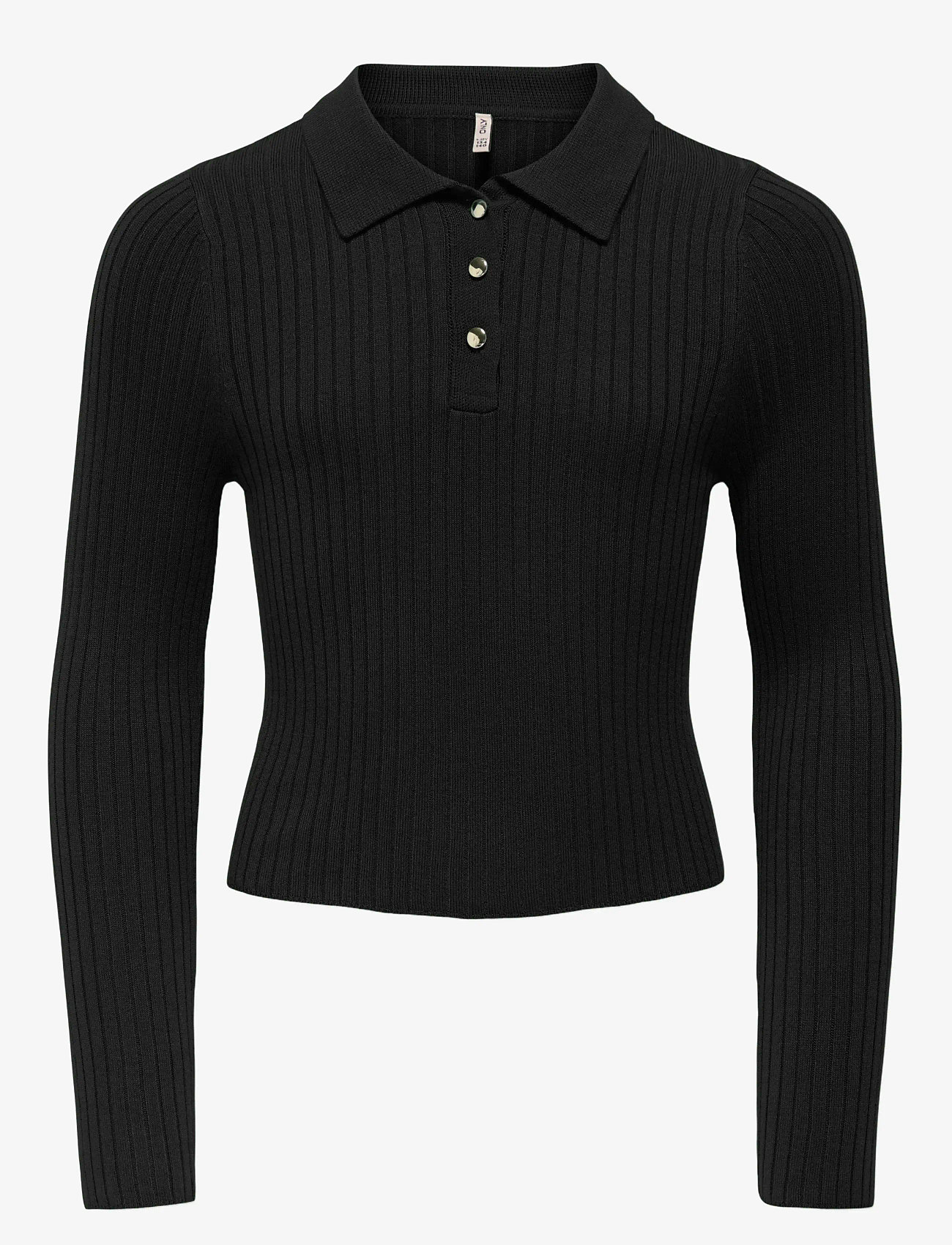 Kids Only - KOGMILA LS RIB BUTTON POLO NECK CP KNT - jumpers - black - 0