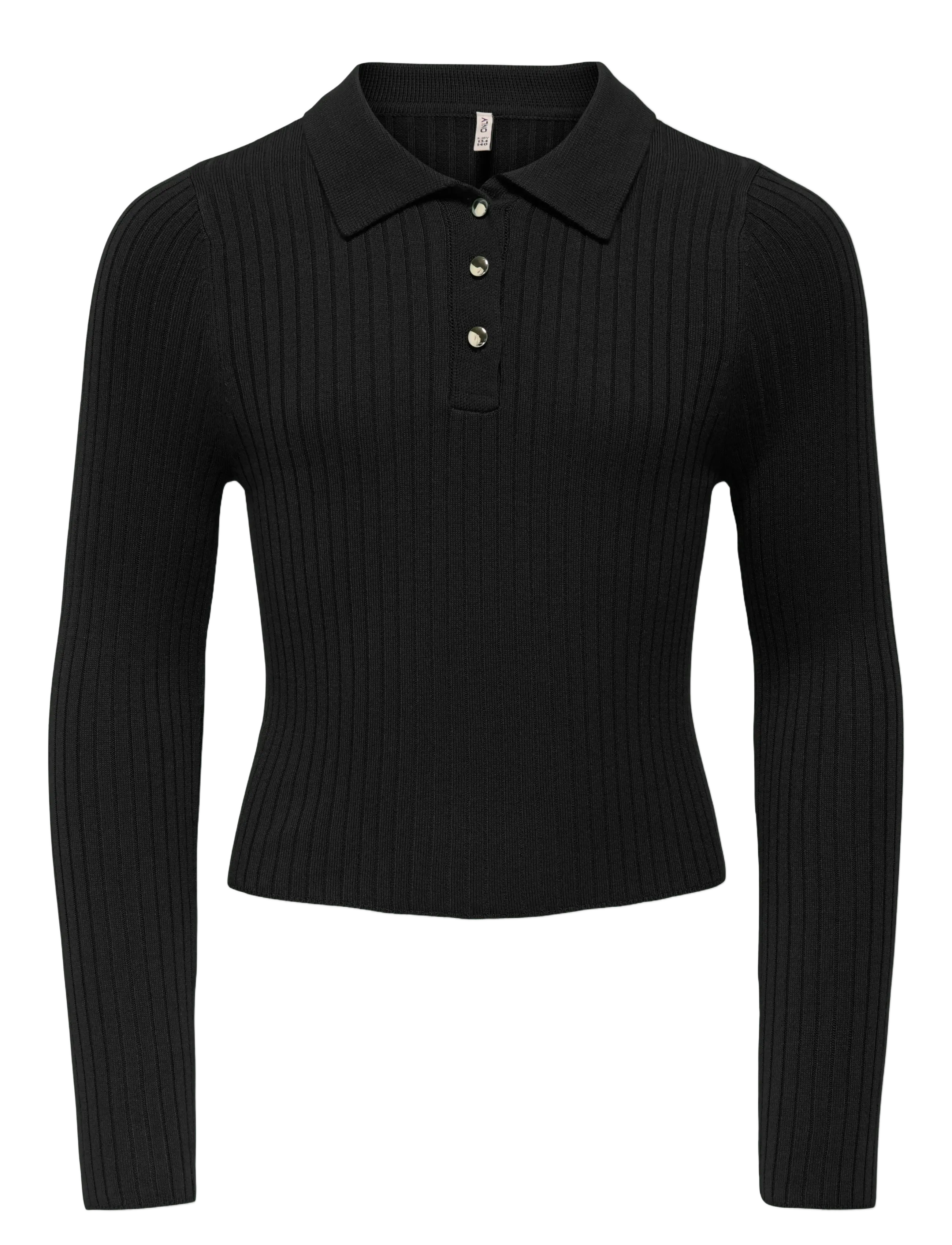 Kids Only KOGMILA LS RIB BUTTON POLO NECK CP KNT - Oberteile - BLACK / black