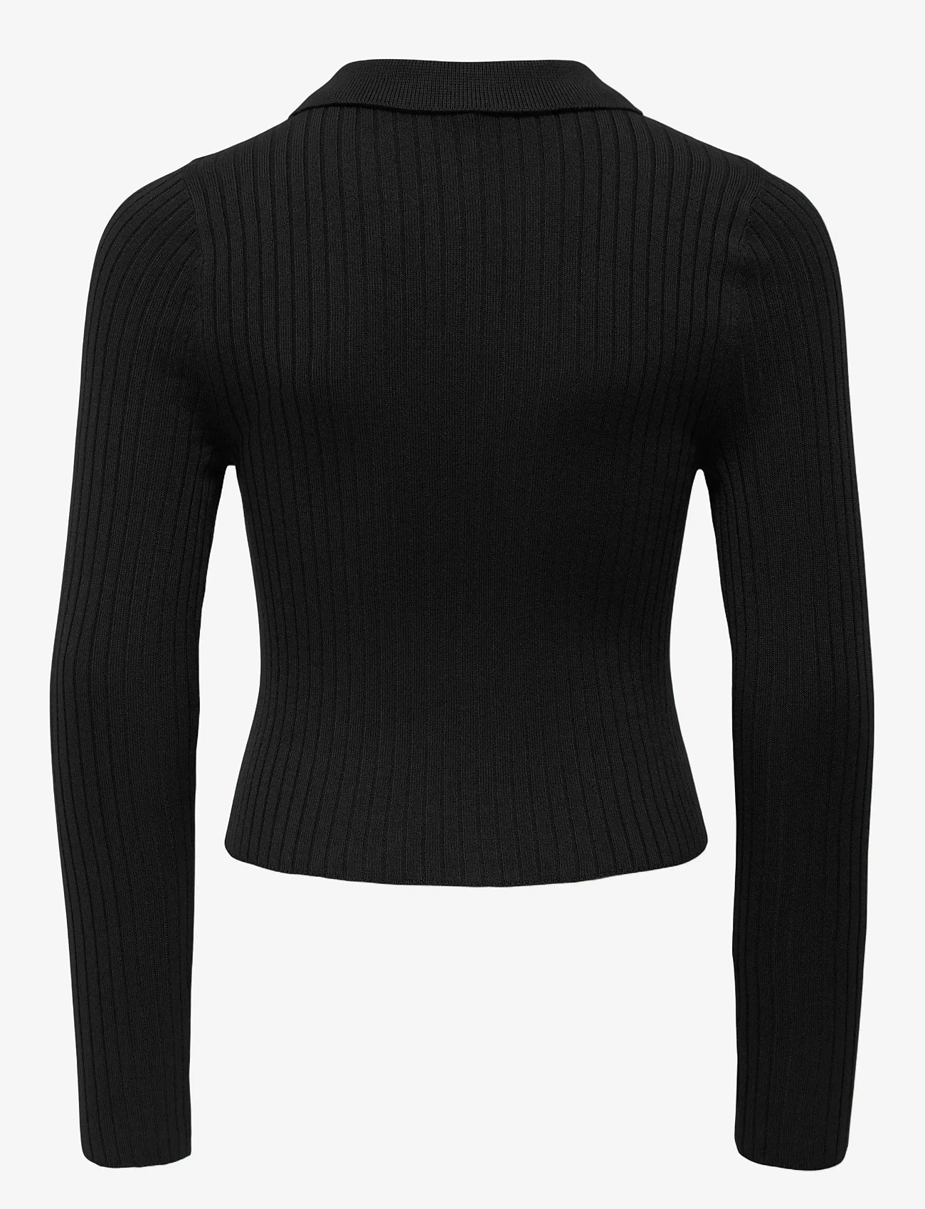 Kids Only - KOGMILA LS RIB BUTTON POLO NECK CP KNT - jumpers - black - 1