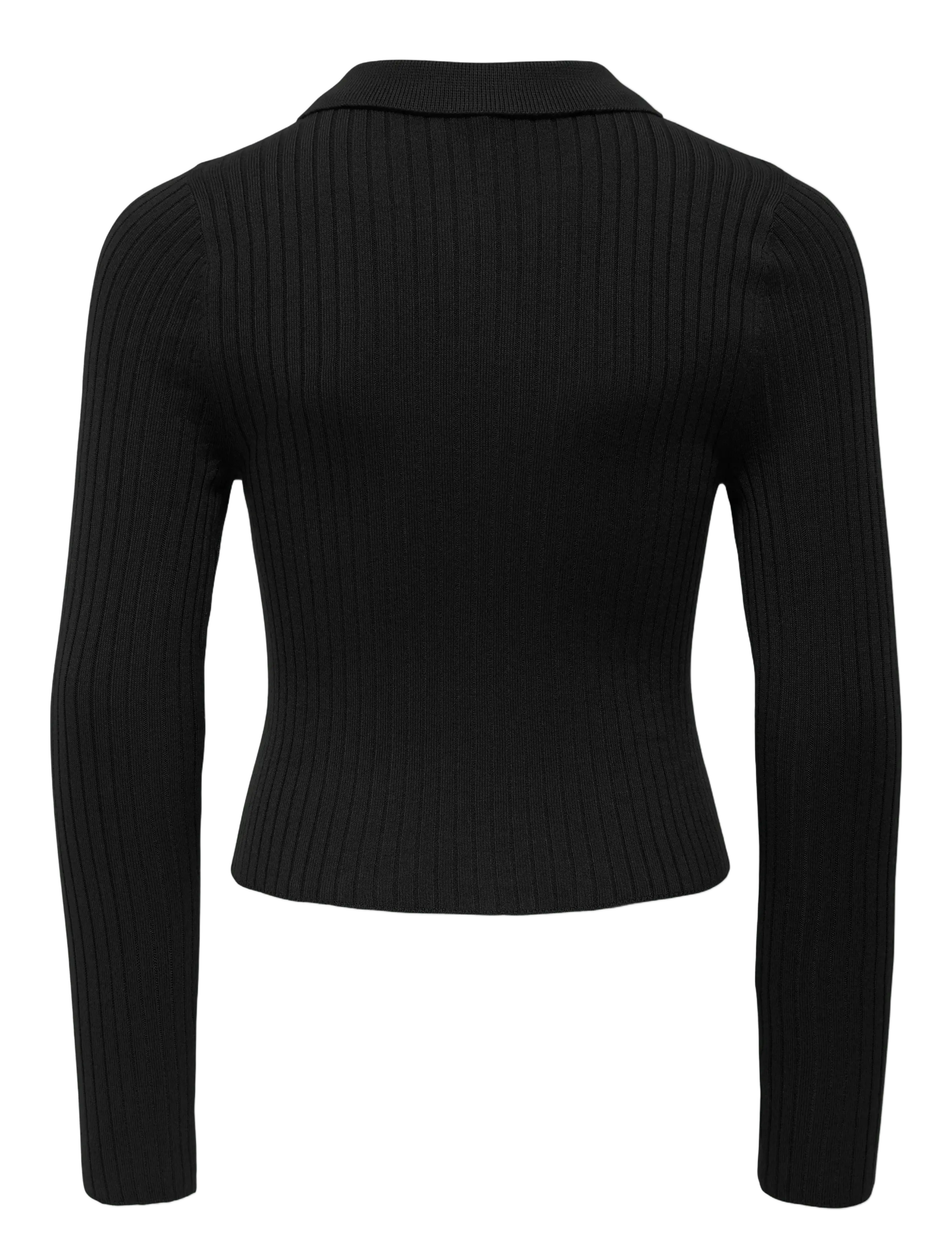 Kids Only - KOGMILA LS RIB BUTTON POLO NECK CP KNT - trøjer - black - 1