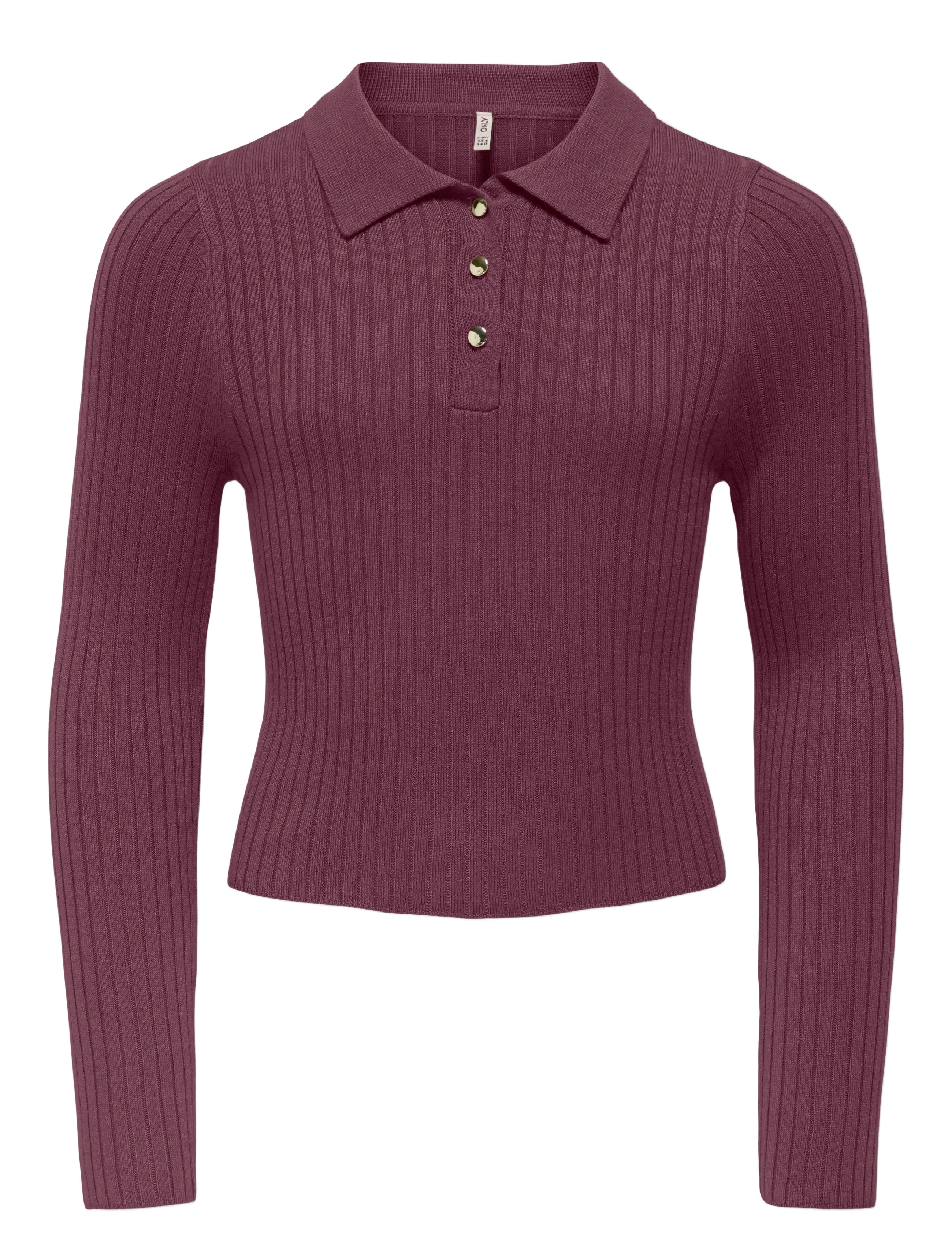 Kids Only KOGMILA LS RIB BUTTON POLO NECK CP KNT - Oberteile - MAUVE WINE / purple