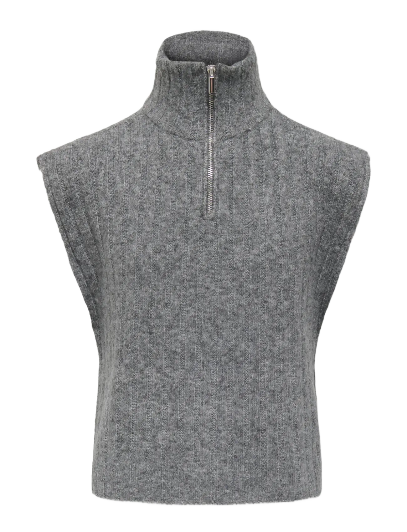 Kids Only KOGJEANETT LIFE SL RIB ROLL VEST CP KNT - Oberteile - MEDIUM GREY MELANGE / grey