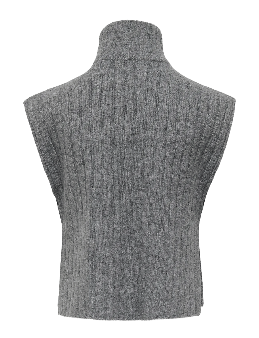 Kids Only - KOGJEANETT LIFE SL RIB ROLL VEST CP KNT - trøjer - medium grey melange - 1