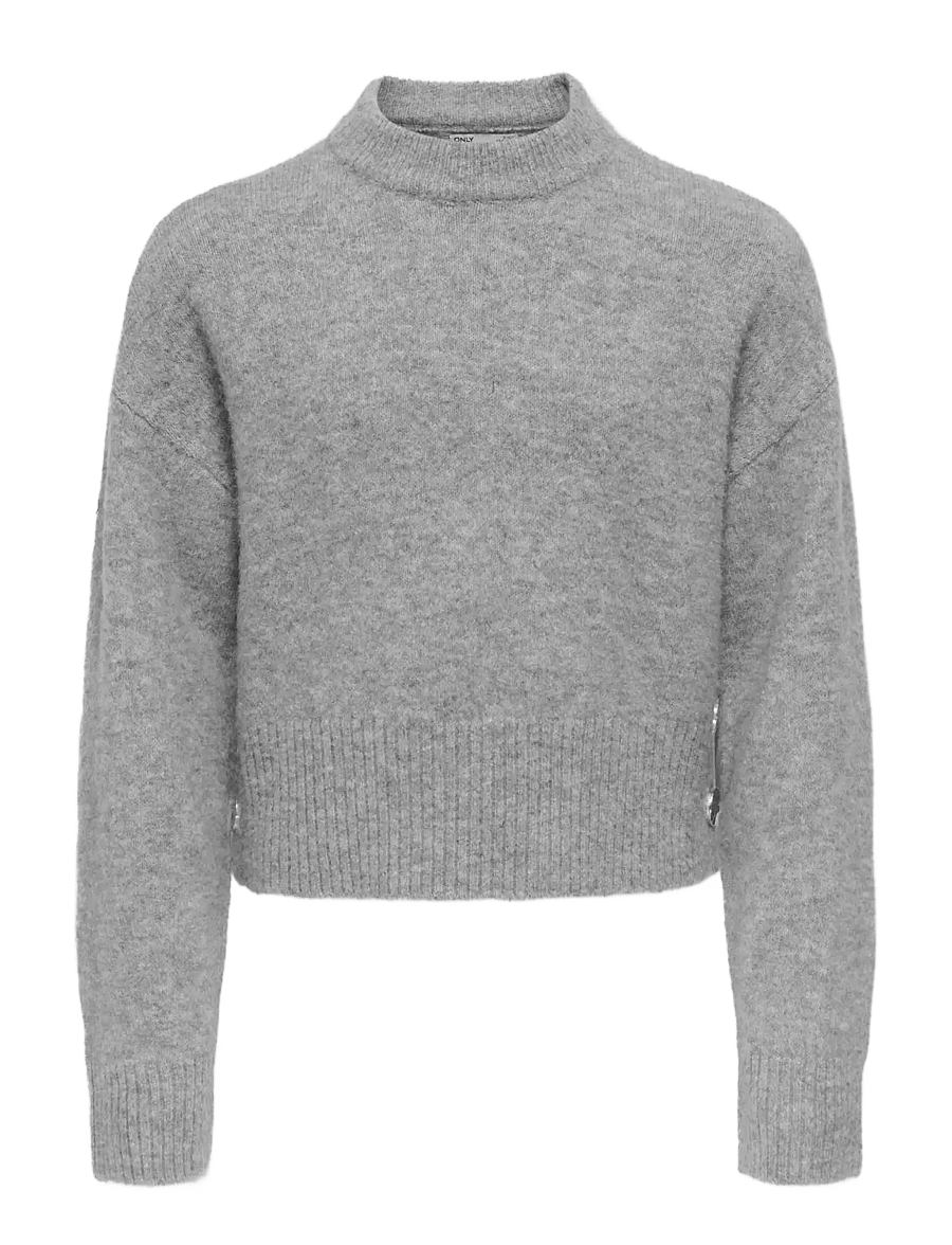 Kids Only - KOGRENE LIFE LS BUTTON O-NECK CP KNT - džemperiai - medium grey melange - 0