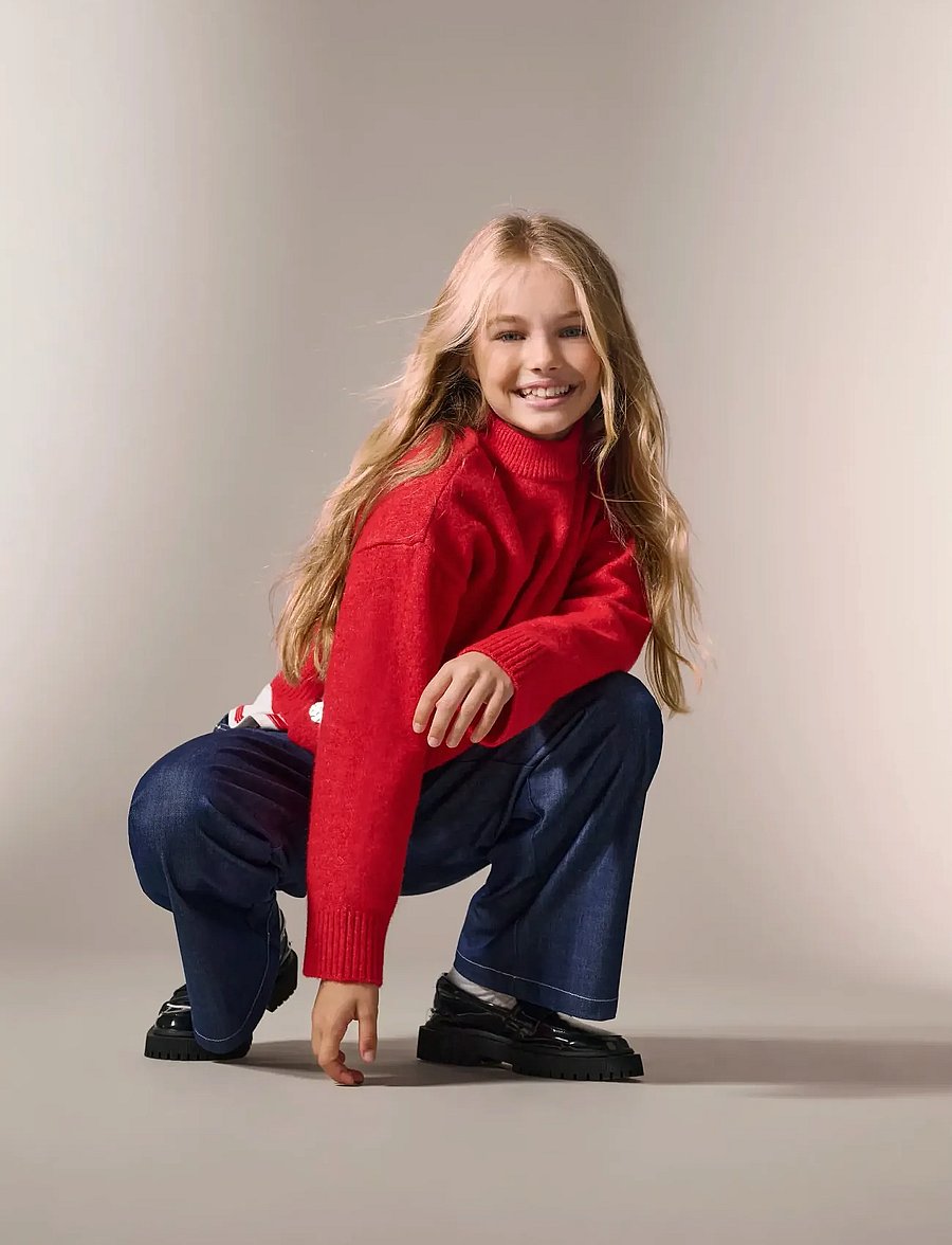 Kids Only - KOGRENE LIFE LS BUTTON O-NECK CP KNT - džemperiai - salsa - 0