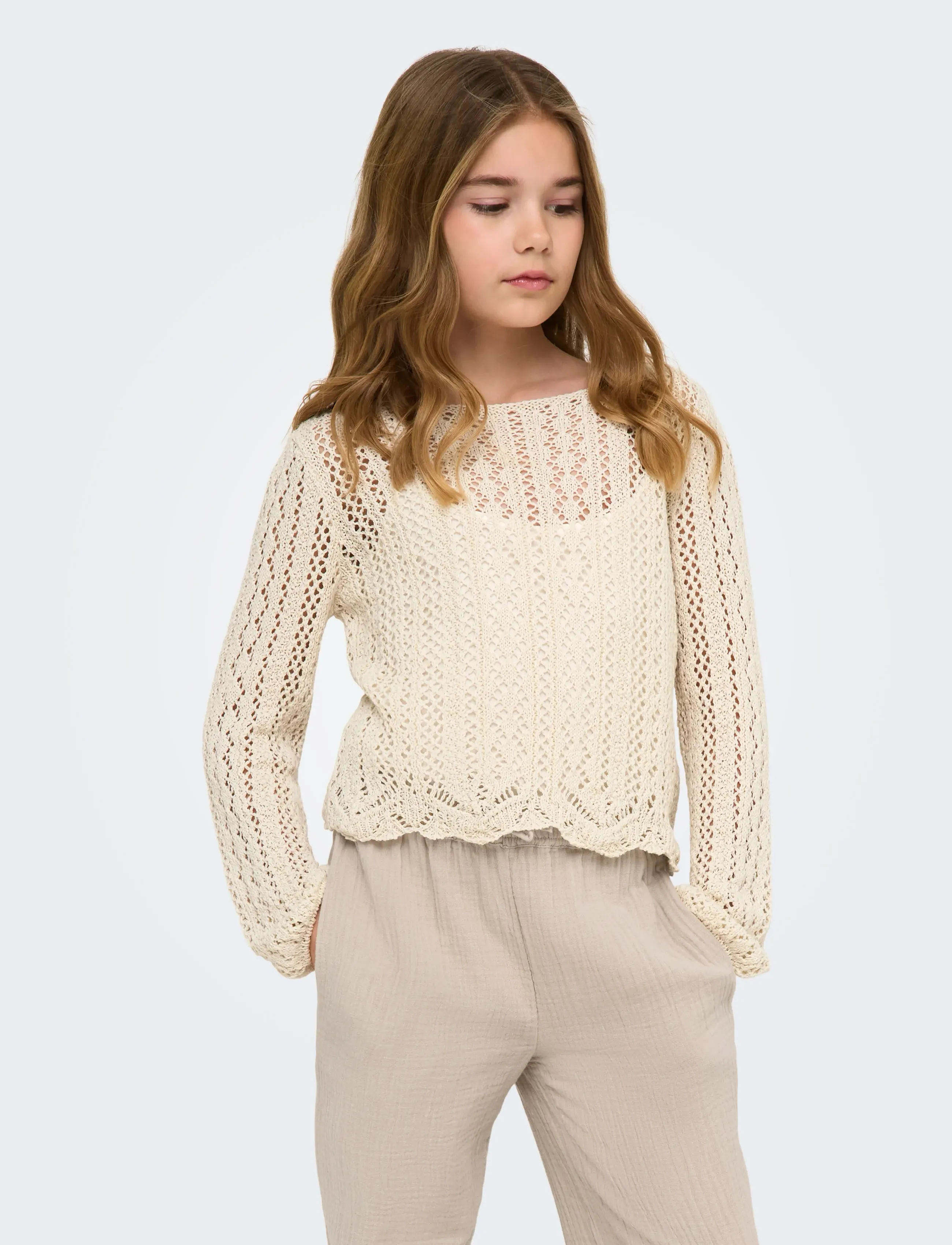 Kids Only KOGNOLA WA LIFE L/S PULLOVER KNT - Stickade tröjor - ECRU / cream