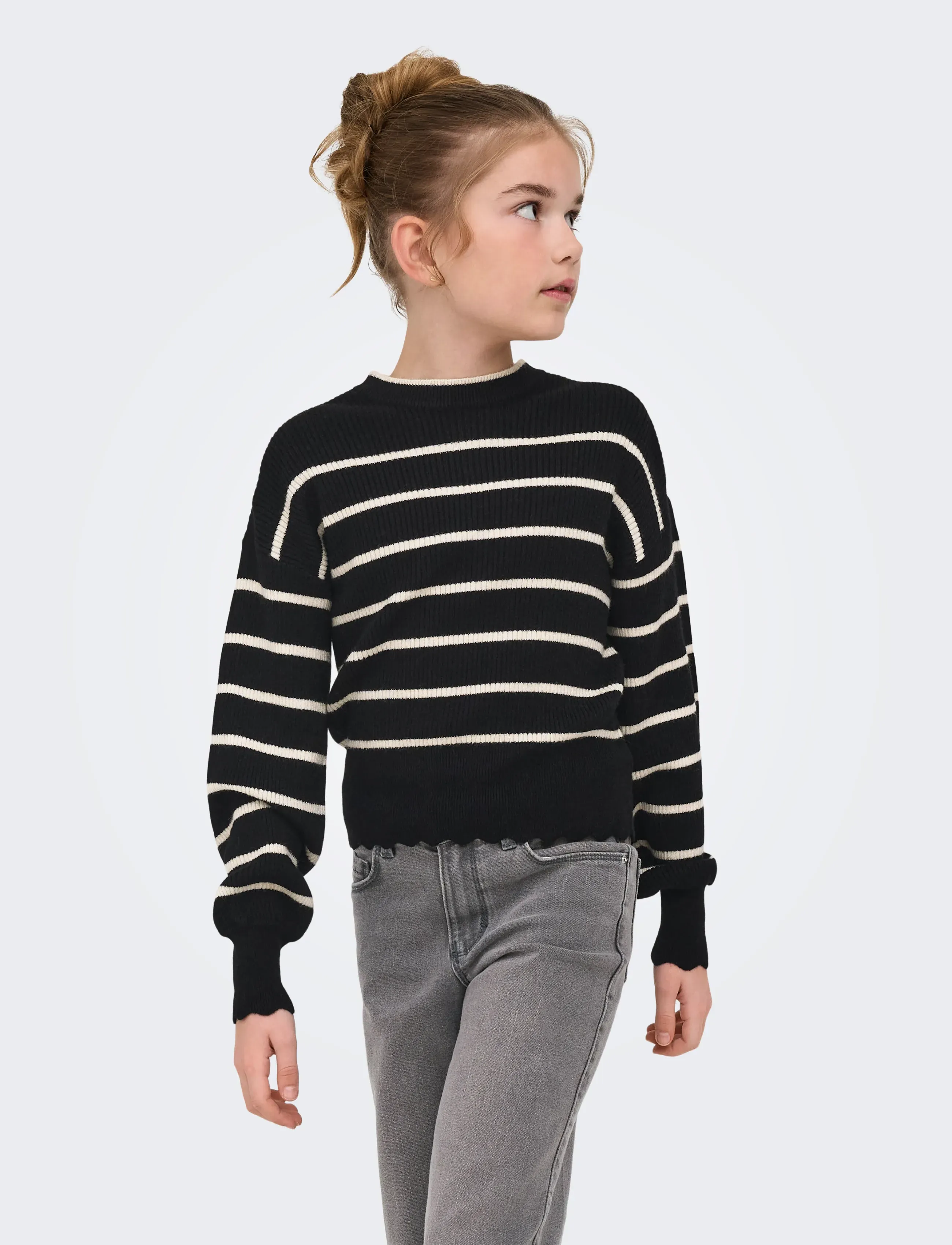 Kids Only Kogibi Ls O-Neck Pullover Cp Knt Noos, 122-128, Black, Strik > Pullovere, Børn