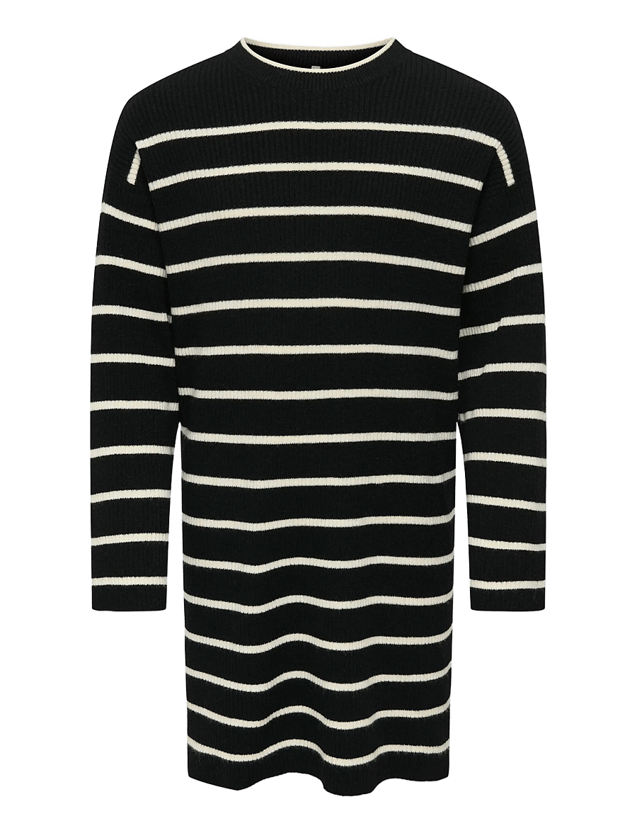 Kids Only - KOGIBI LS O-NECK DRESS CP KNT - långärmade vardagsklänningar - black - 1
